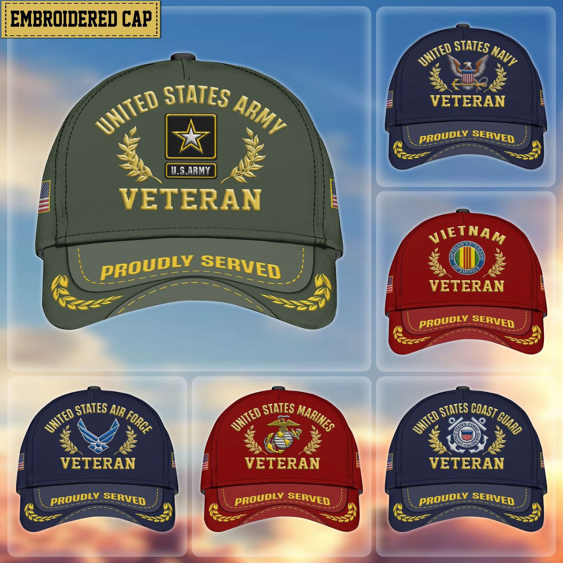 Premium US Veterans Embroidered Cap, Hat Gift For Dad, For Husband Veteran APVC260601