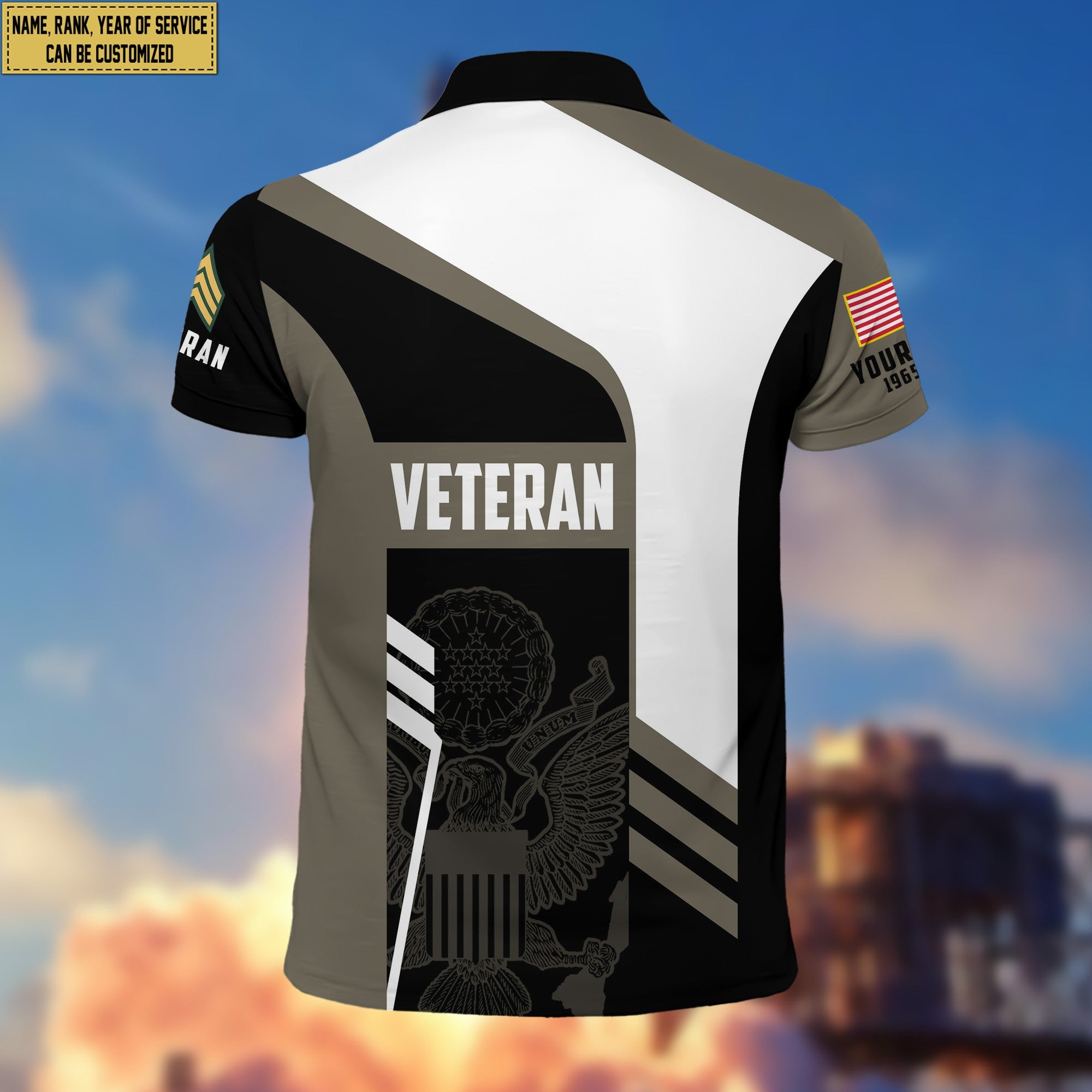 Unique Custom US Army Polo Shirt, Custom Name, Rank, Gifts for Army Veteran, Veterans Day, Father's Day VPVC203901