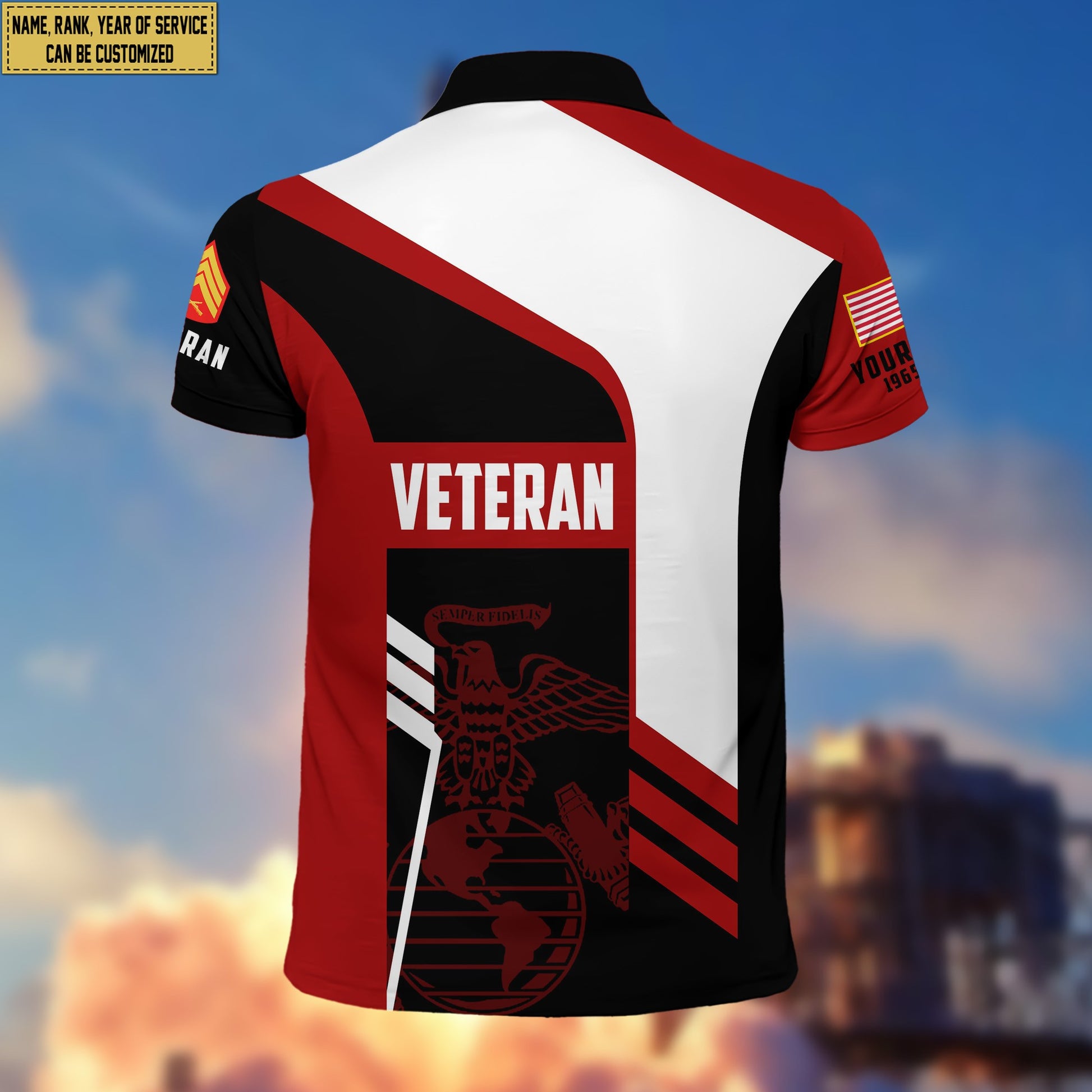 Unique Custom USMC Polo Shirt, Custom Name, Rank, Gifts for Marine Veteran, Veterans Day, Father's Day VPVC203903