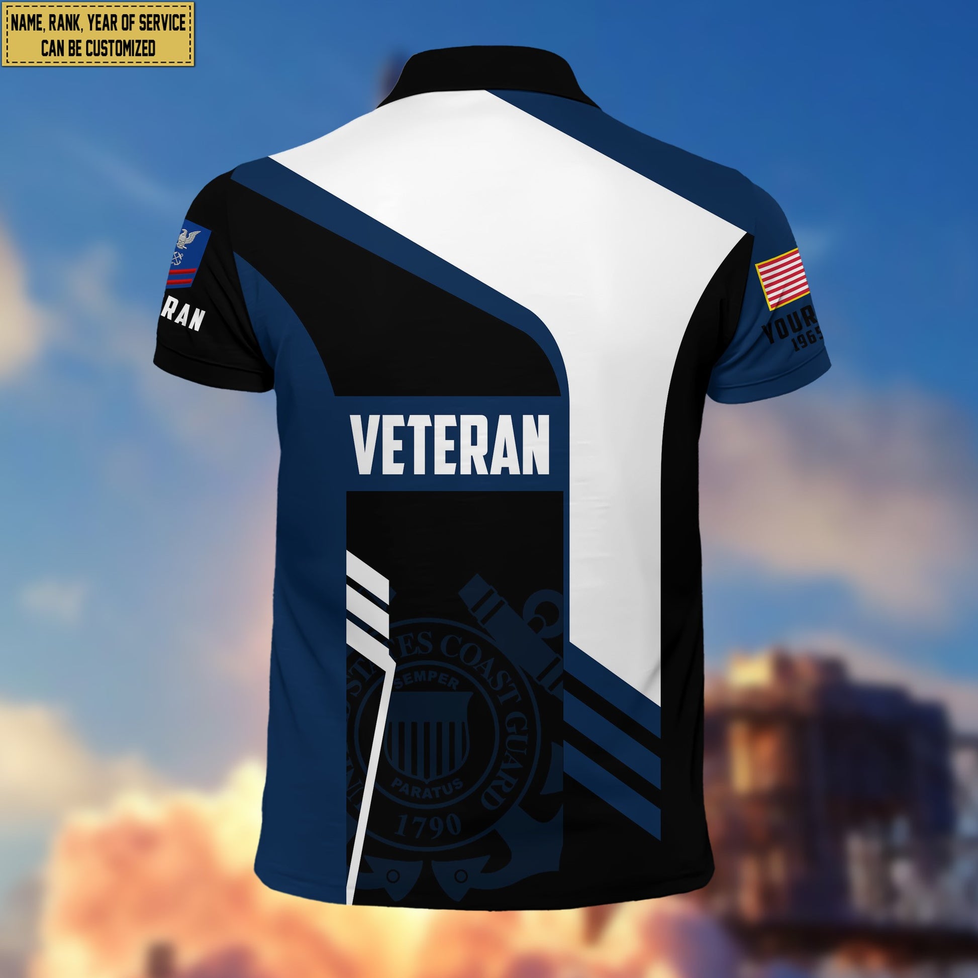 Unique Custom USCG Polo Shirt, Custom Name, Rank, Gifts for Coast Guard Veteran, Veterans Day, Father's Day VPVC203905