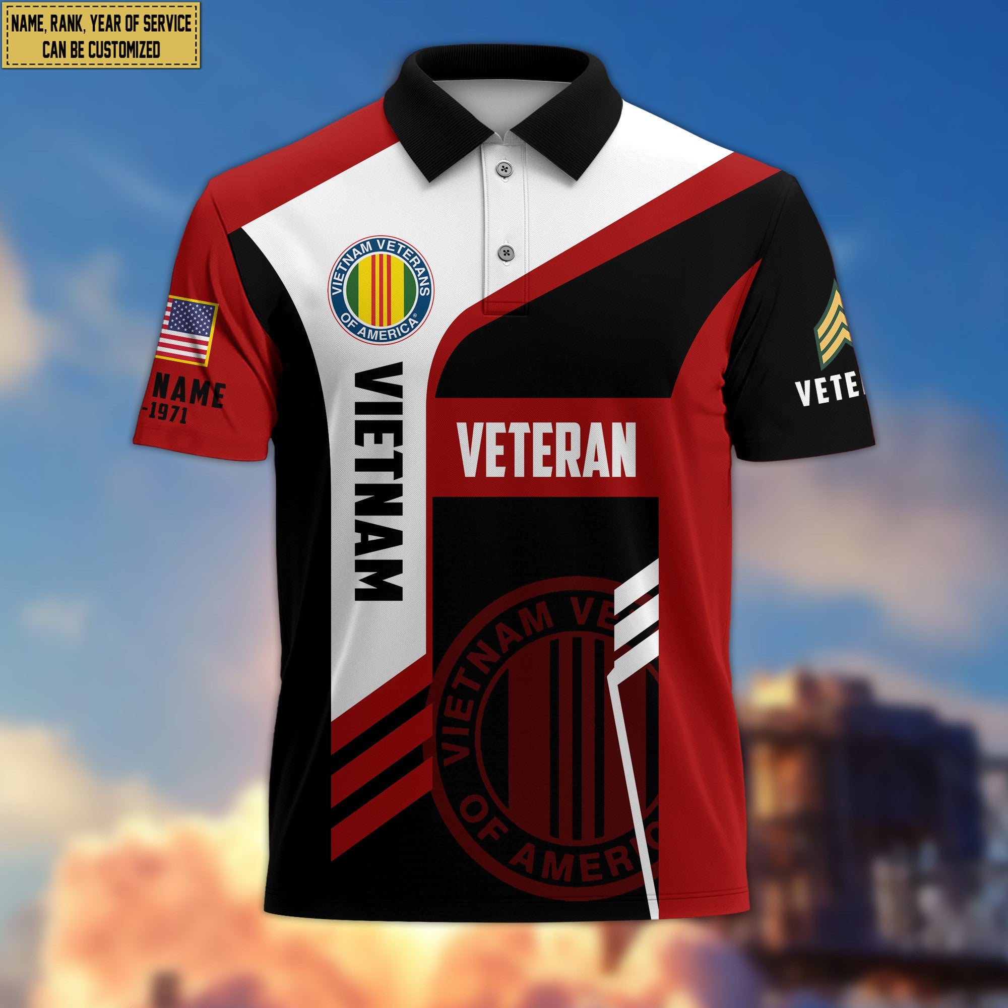 Unique Custom Vietnam Veteran Polo Shirt, Custom Name, Rank, Gifts for Vietnam Veteran, Veterans Day, Father's Day VPVC203906