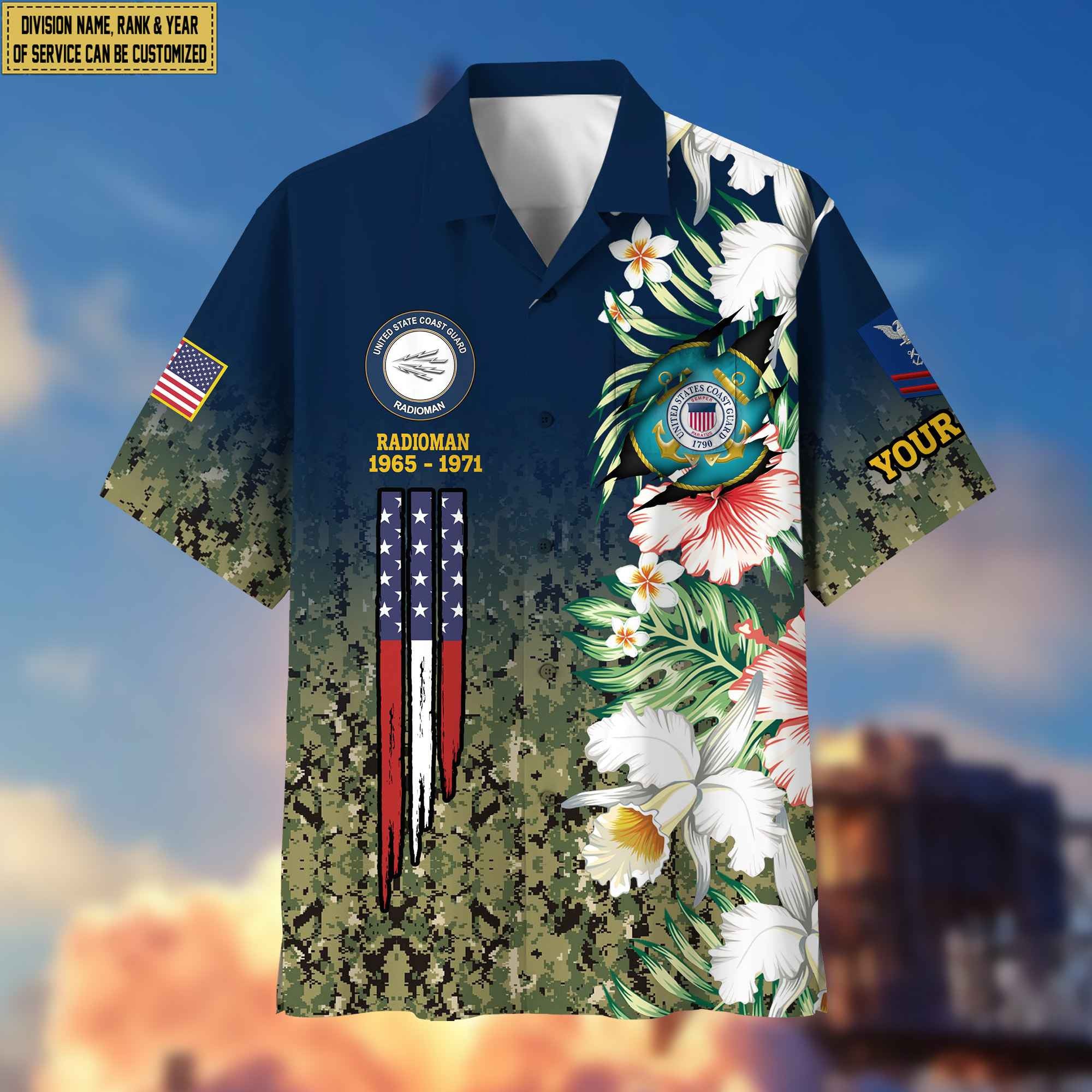 USCG Hawaii Shirt With Pocket, Custom Rank, Name, Unit, Gifts For Coast Guard Veteran VPVC400205
