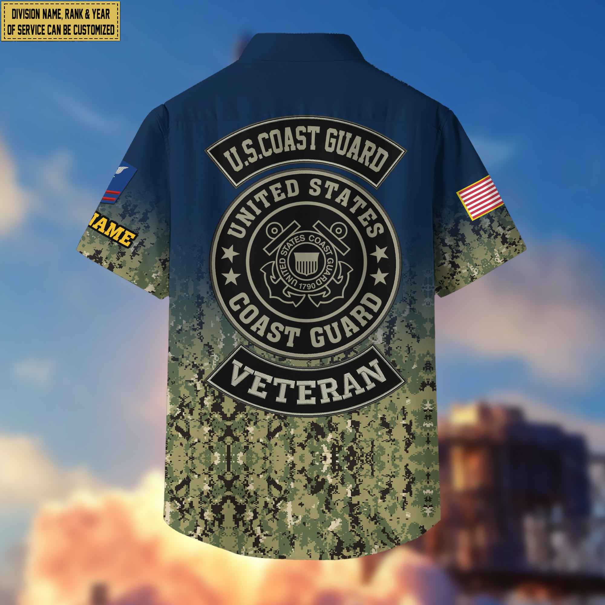 USCG Hawaii Shirt With Pocket, Custom Rank, Name, Unit, Gifts For Coast Guard Veteran VPVC400205