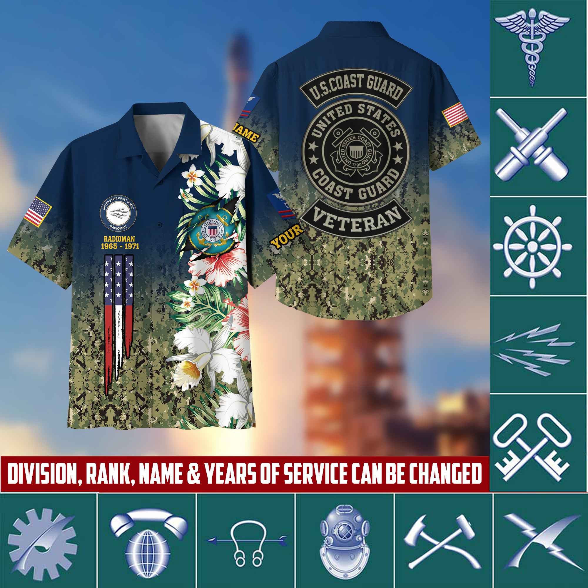 USCG Hawaii Shirt With Pocket, Custom Rank, Name, Unit, Gifts For Coast Guard Veteran VPVC400205
