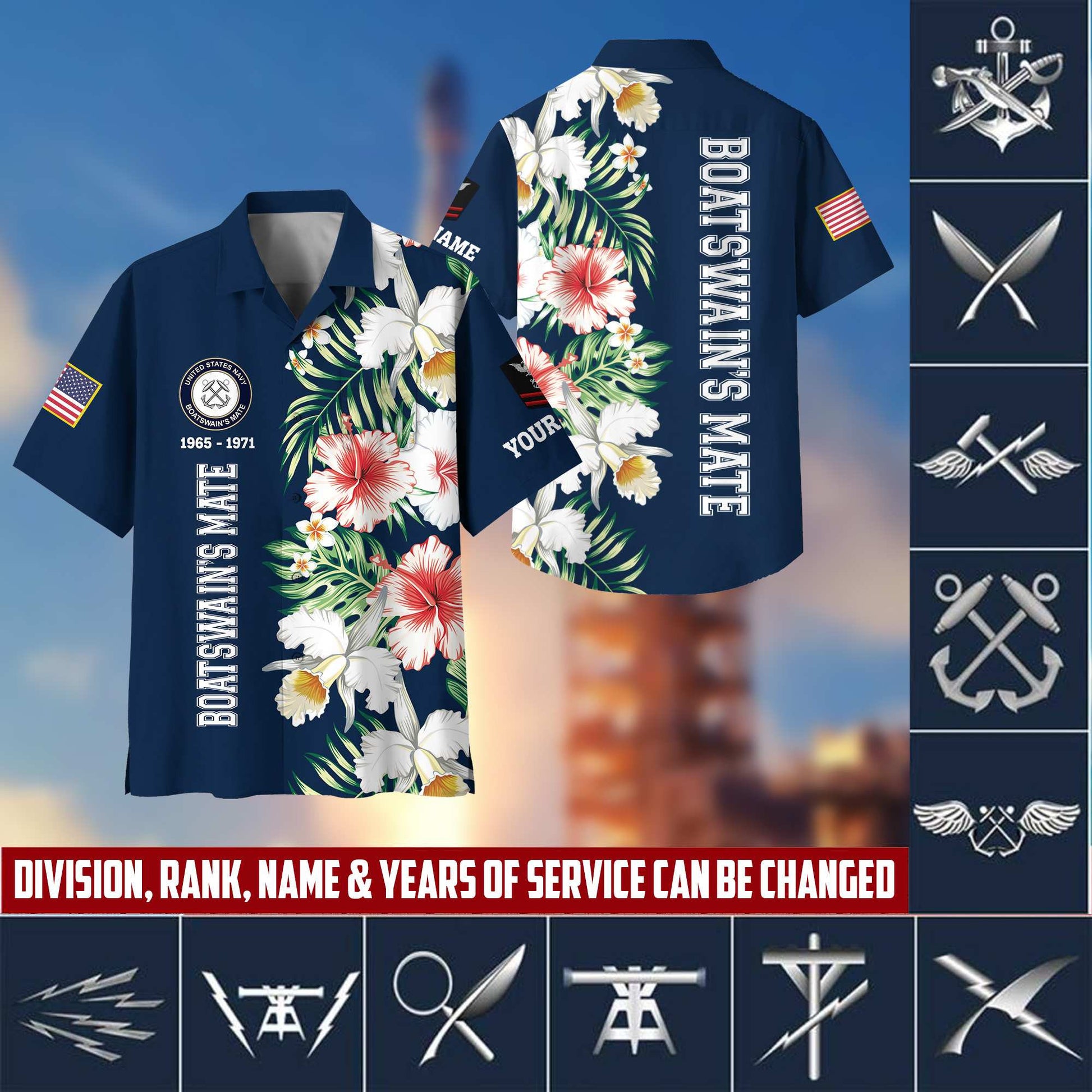 US Navy Hawaii Shirt With Pocket, Custom Rank, Name, Unit, Gifts For Navy Veteran VPVC401302