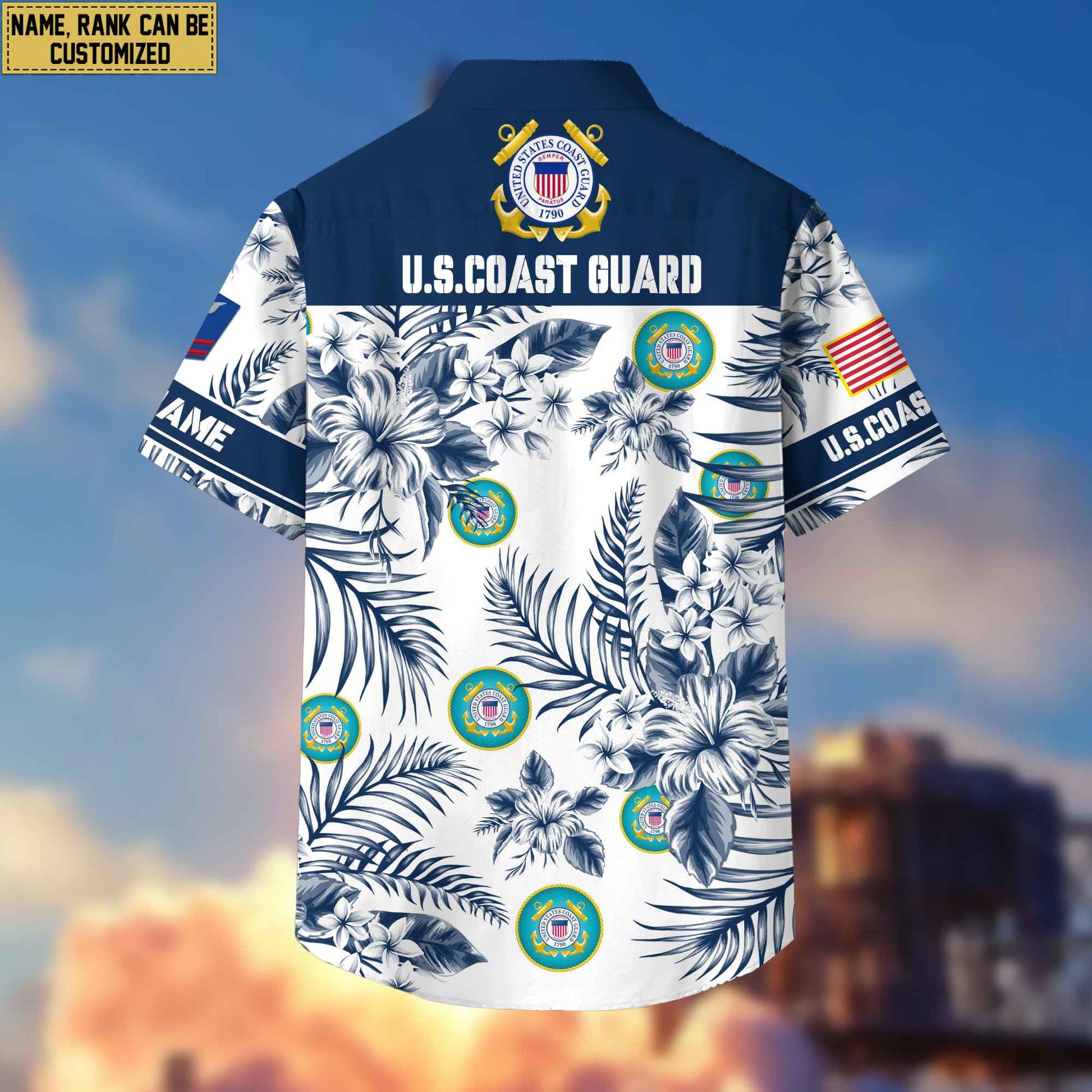 Custom Rank, Name, USCG Hawaii Shirt With Pocket, Gifts For Dad, For Husband Coast Guard Veteran VPVC400605