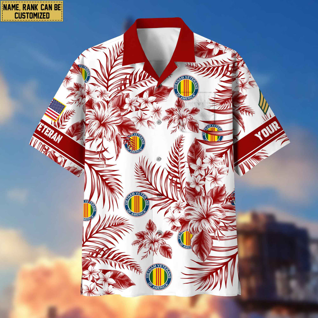 Custom Rank, Name, Vietnam Veteran Hawaii Shirt With Pocket, Gifts For Dad, For Husband Vietnam Veteran VPVC400606