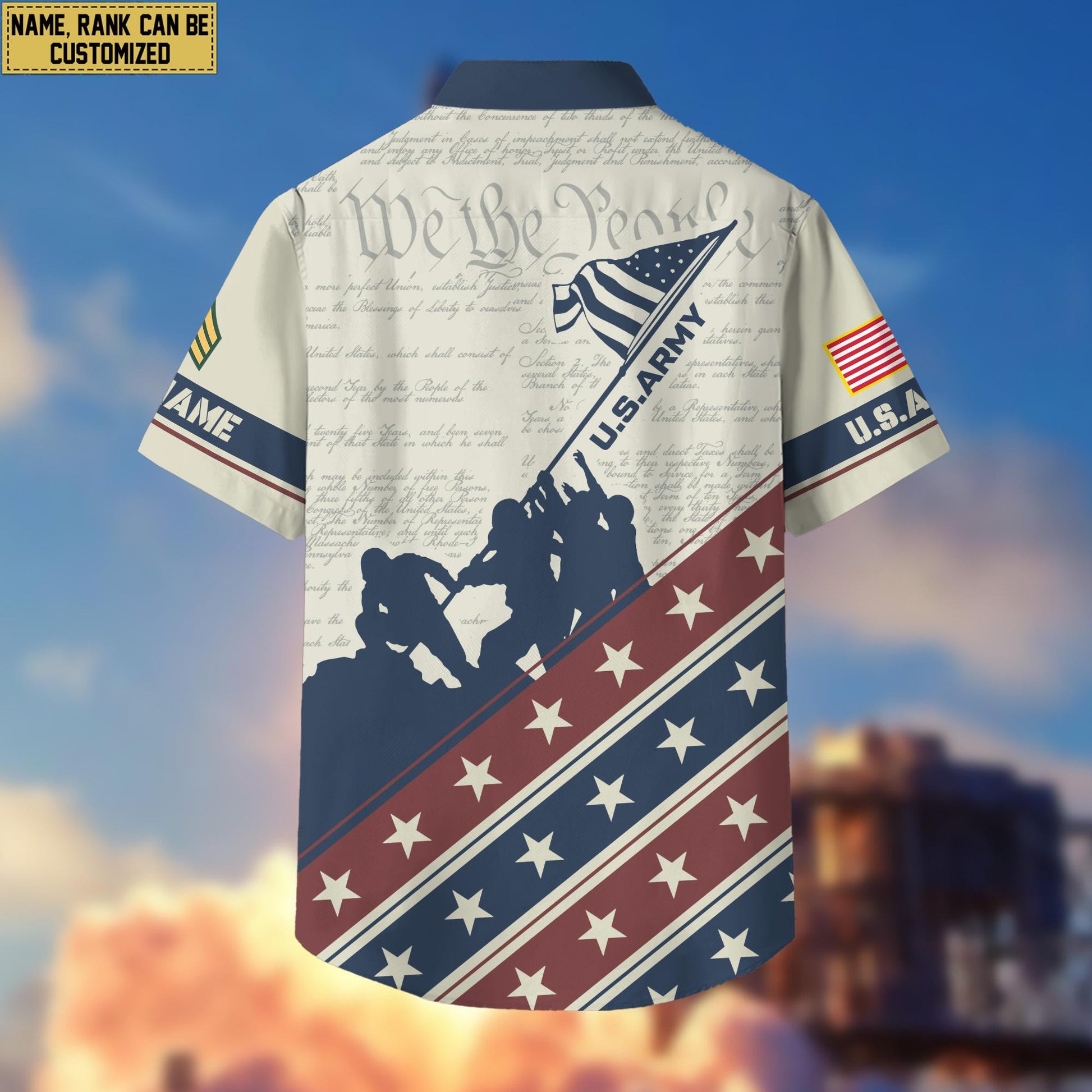 US Army Hawaiian Shirt With Pocket, Custom Rank, Name, Gifts For Army Veteran VPVC400701