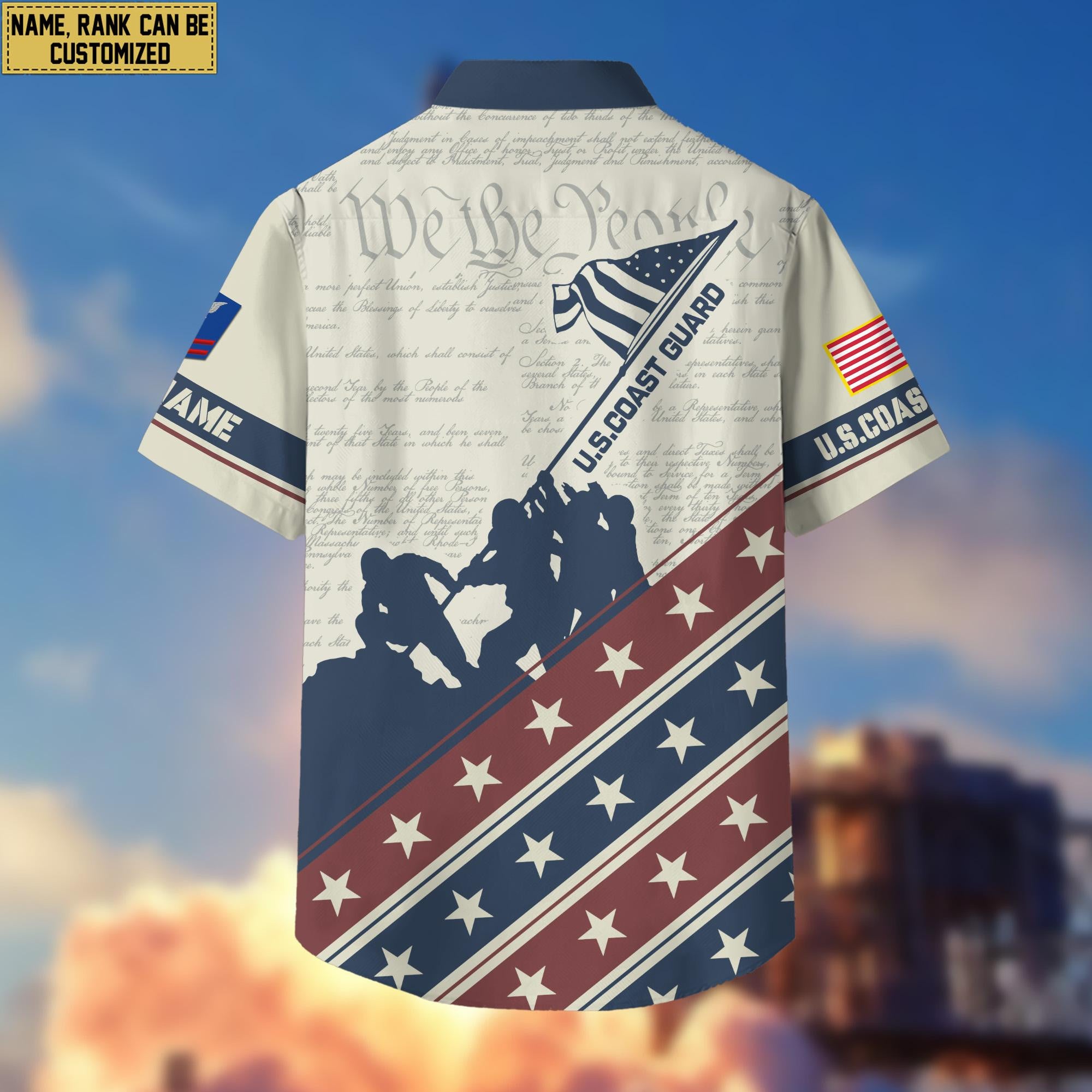 USCG Hawaiian Shirt With Pocket, Custom Rank, Name, Gifts For Coast Guard Veteran VPVC400705