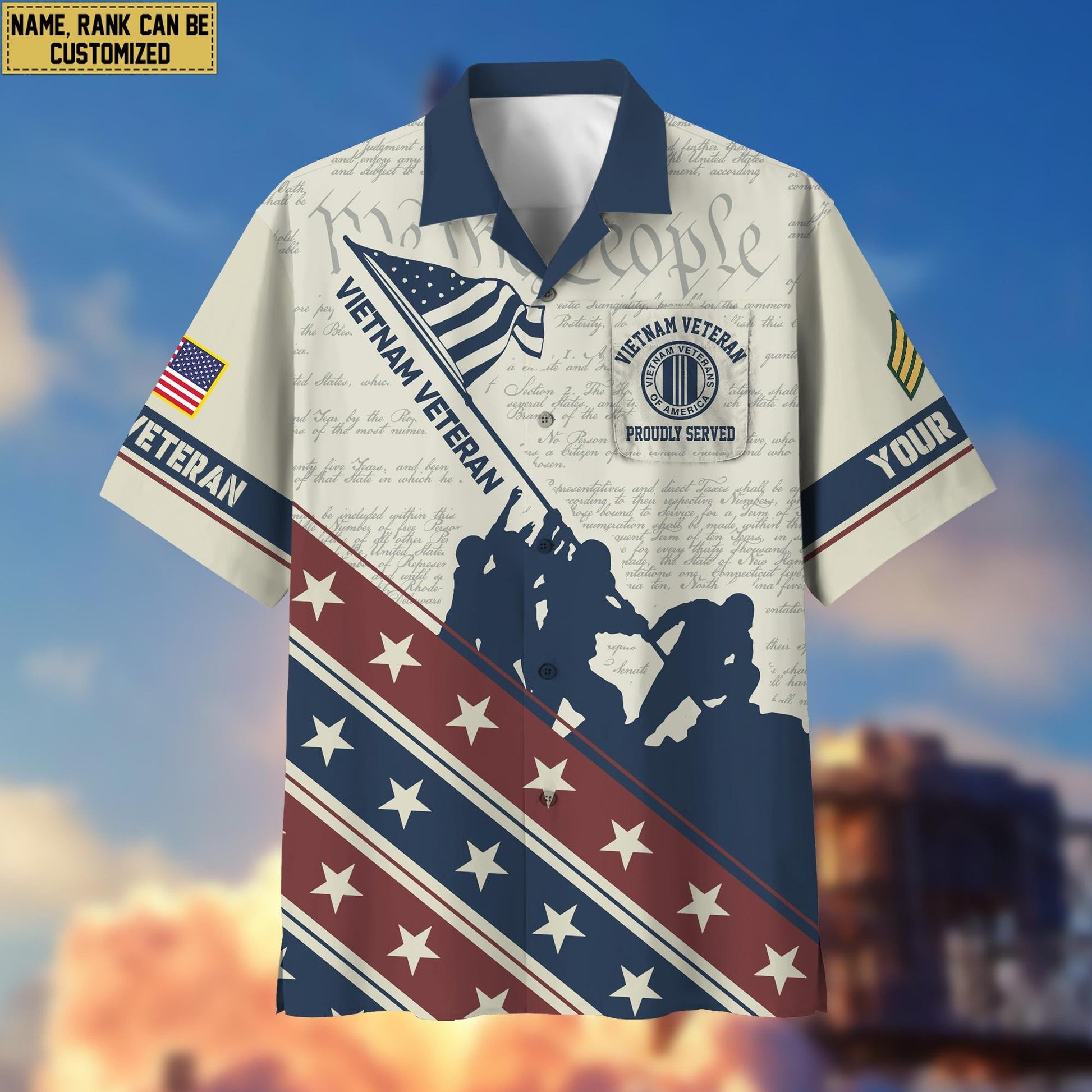 Vietnam Veteran Hawaiian Shirt With Pocket, Custom Rank, Name, Gifts For Vietnam Veteran VPVC400706