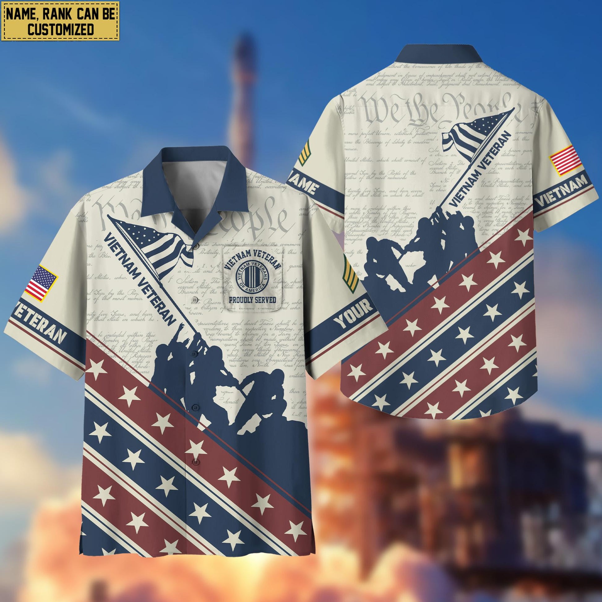 Vietnam Veteran Hawaiian Shirt With Pocket, Custom Rank, Name, Gifts For Vietnam Veteran VPVC400706