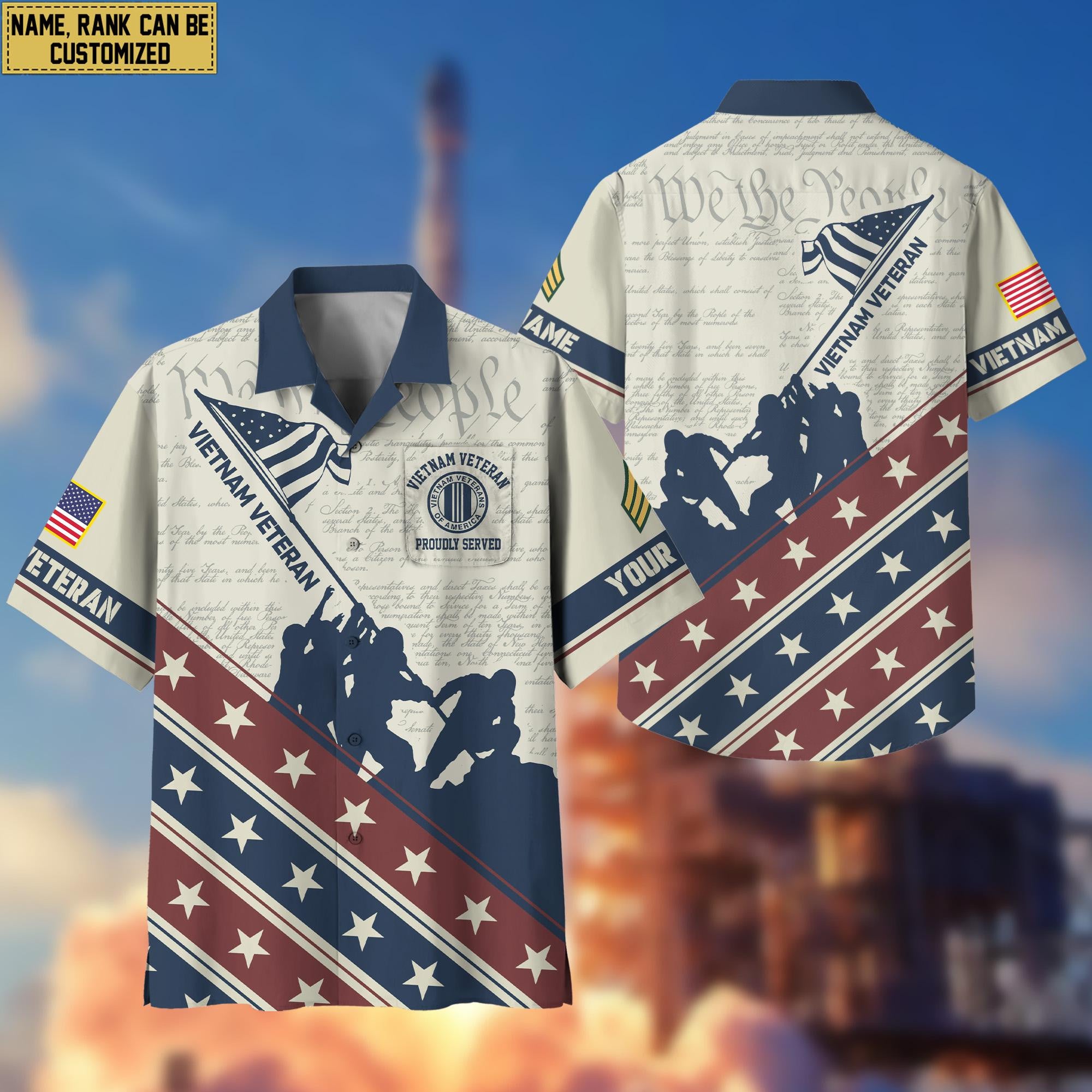 Vietnam Veteran Hawaiian Shirt With Pocket, Custom Rank, Name, Gifts For Vietnam Veteran VPVC400706