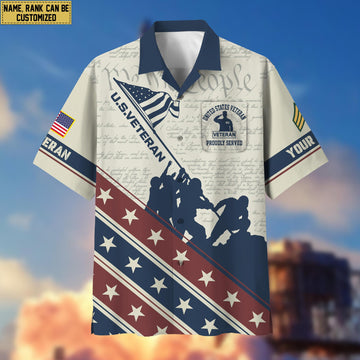 US Veteran Hawaiian Shirt With Pocket, Custom Rank, Name, Gifts For US Veteran VPVC400707