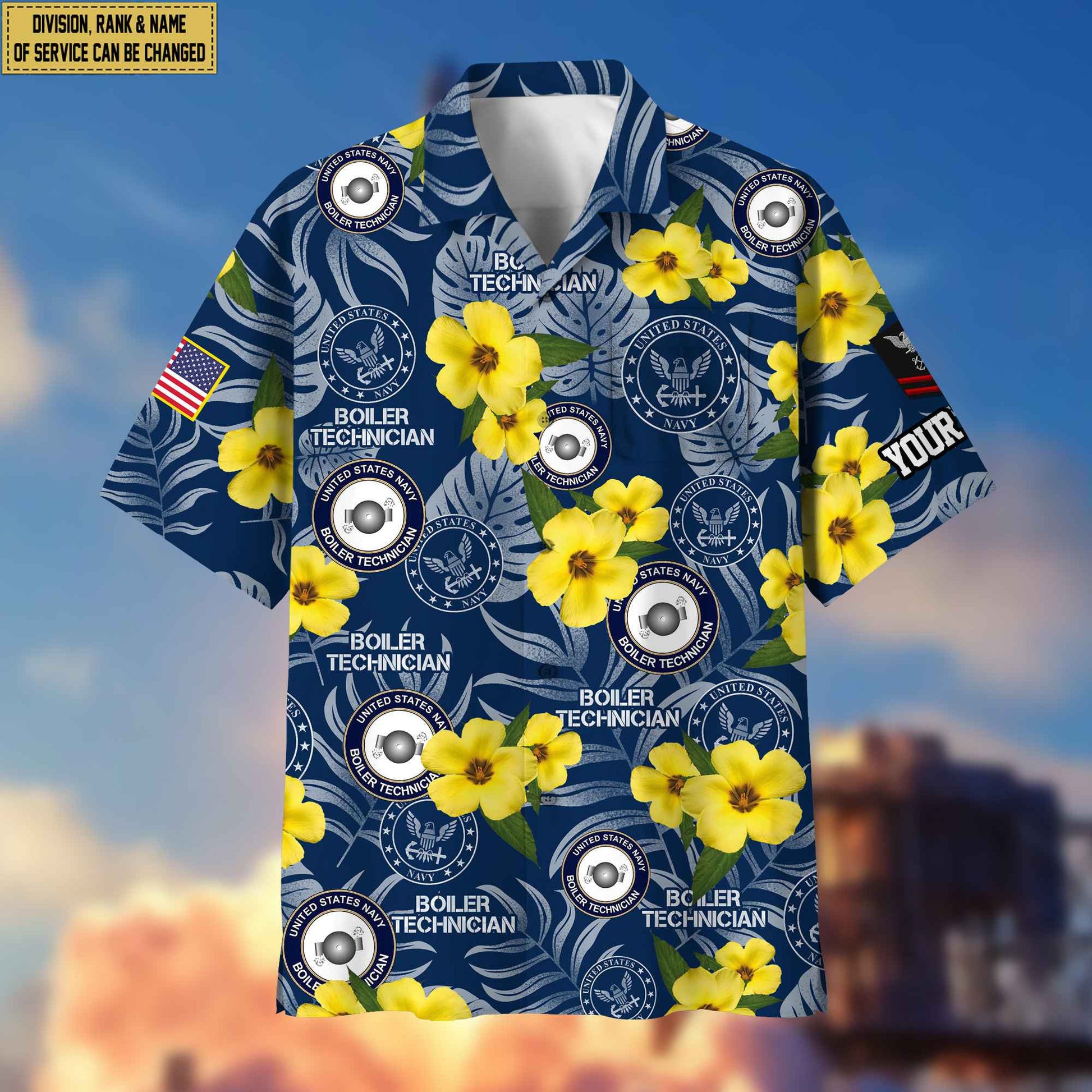 US Navy Hawaiian Shirt With Pocket, Custom Rank, Name, Gifts For Navy Veteran, Gifts For Veterans Day, Father's Day VPVC400802