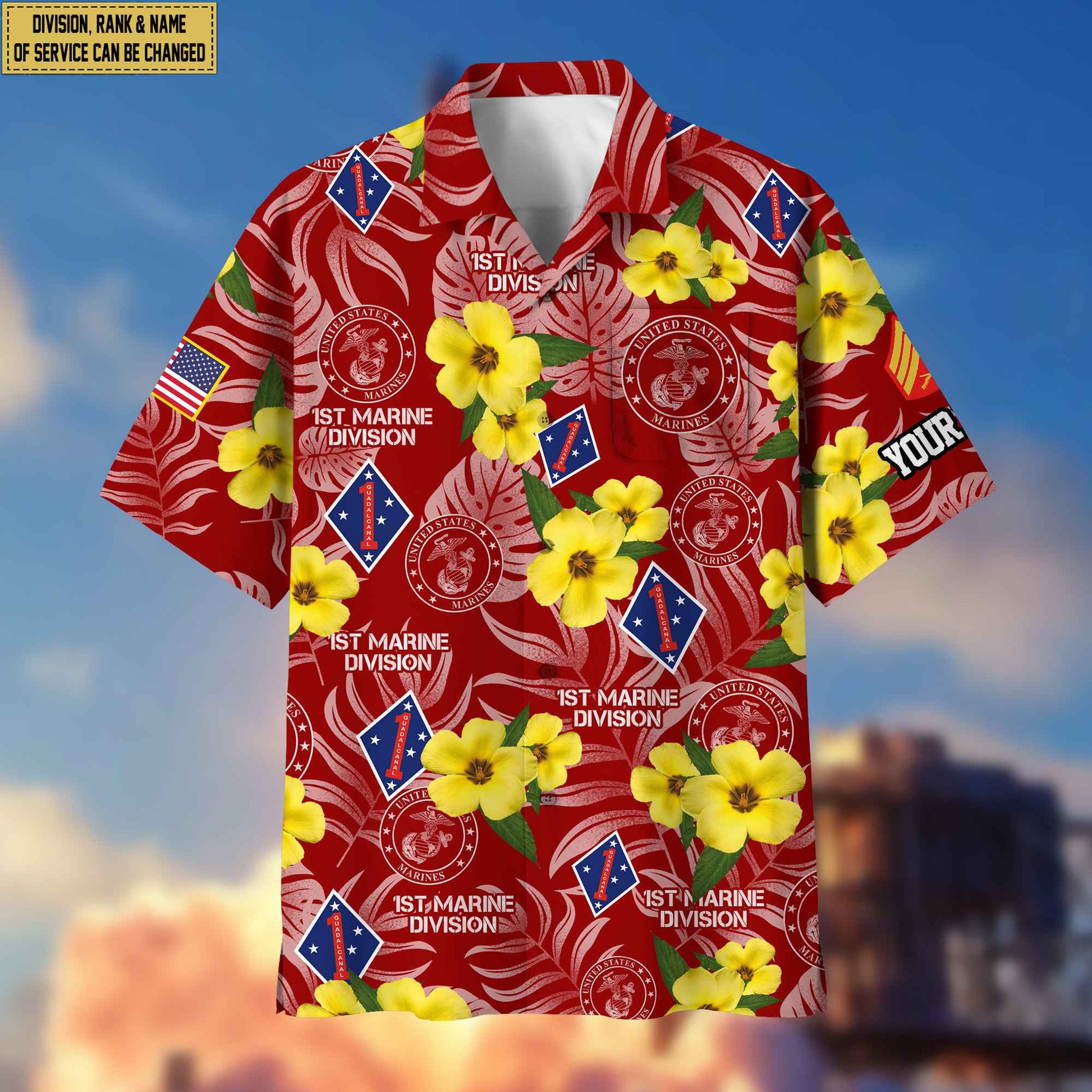 USMC Hawaiian Shirt With Pocket, Custom Rank, Name, Gifts For Marine Veteran, Gifts For Veterans Day, Father's Day VPVC400803