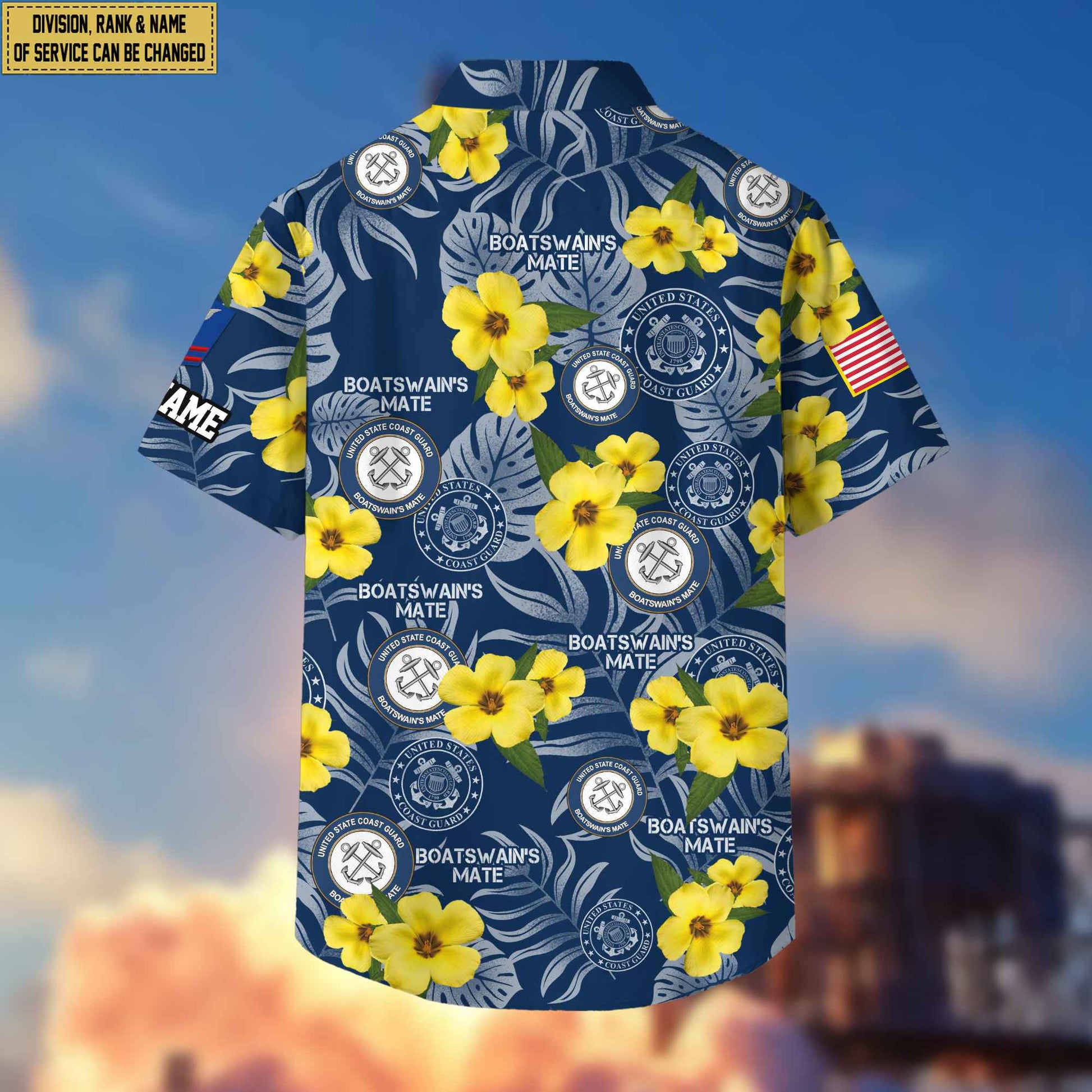 USCG Hawaiian Shirt With Pocket, Custom Rank, Name, Gifts For Coast Guard Veteran, Gifts For Veterans Day, Father's Day VPVC400805