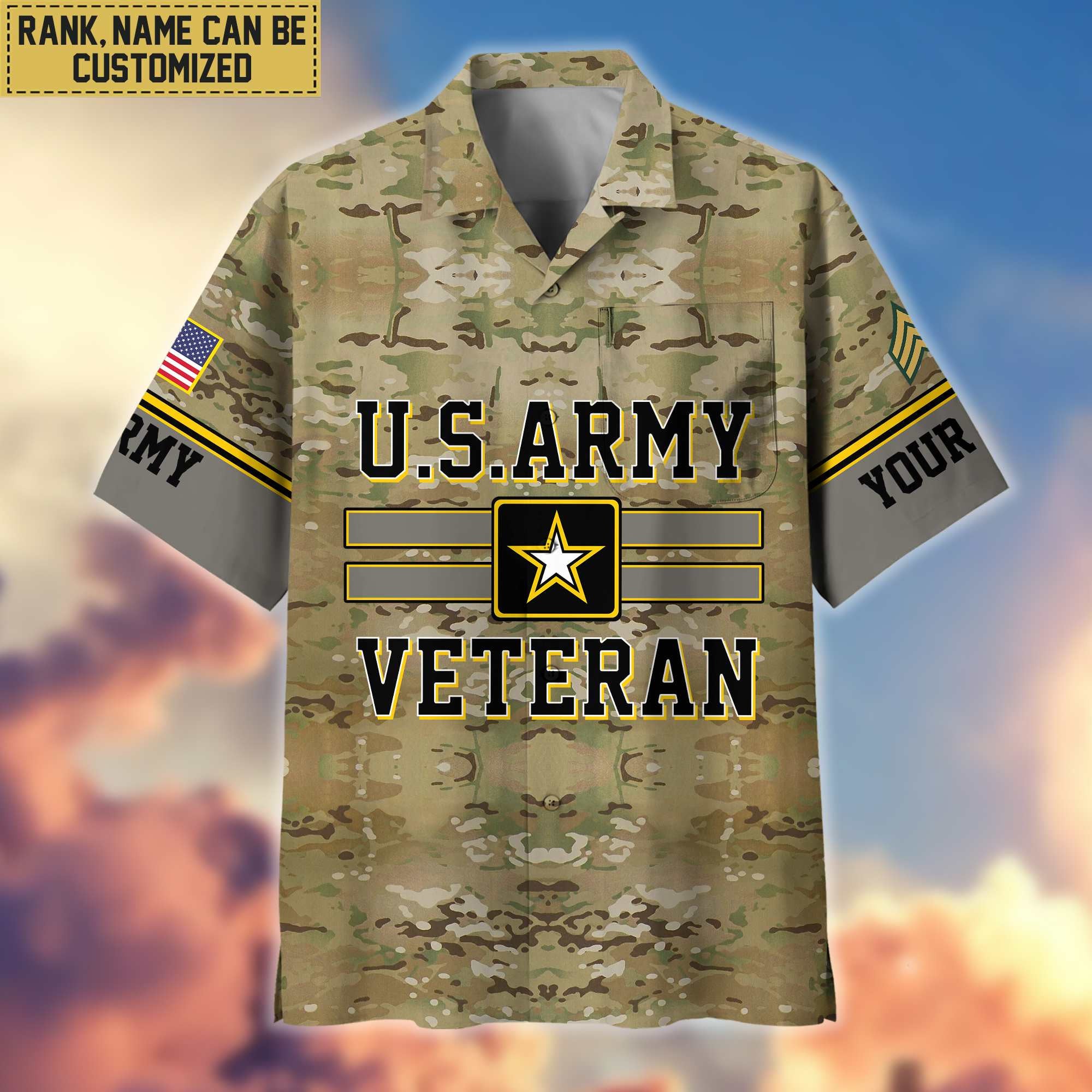 US Army Hawaiian Shirt With Pocket, Gifts For Dad, For Husband, Gifts For Army Veteran VPVC403601