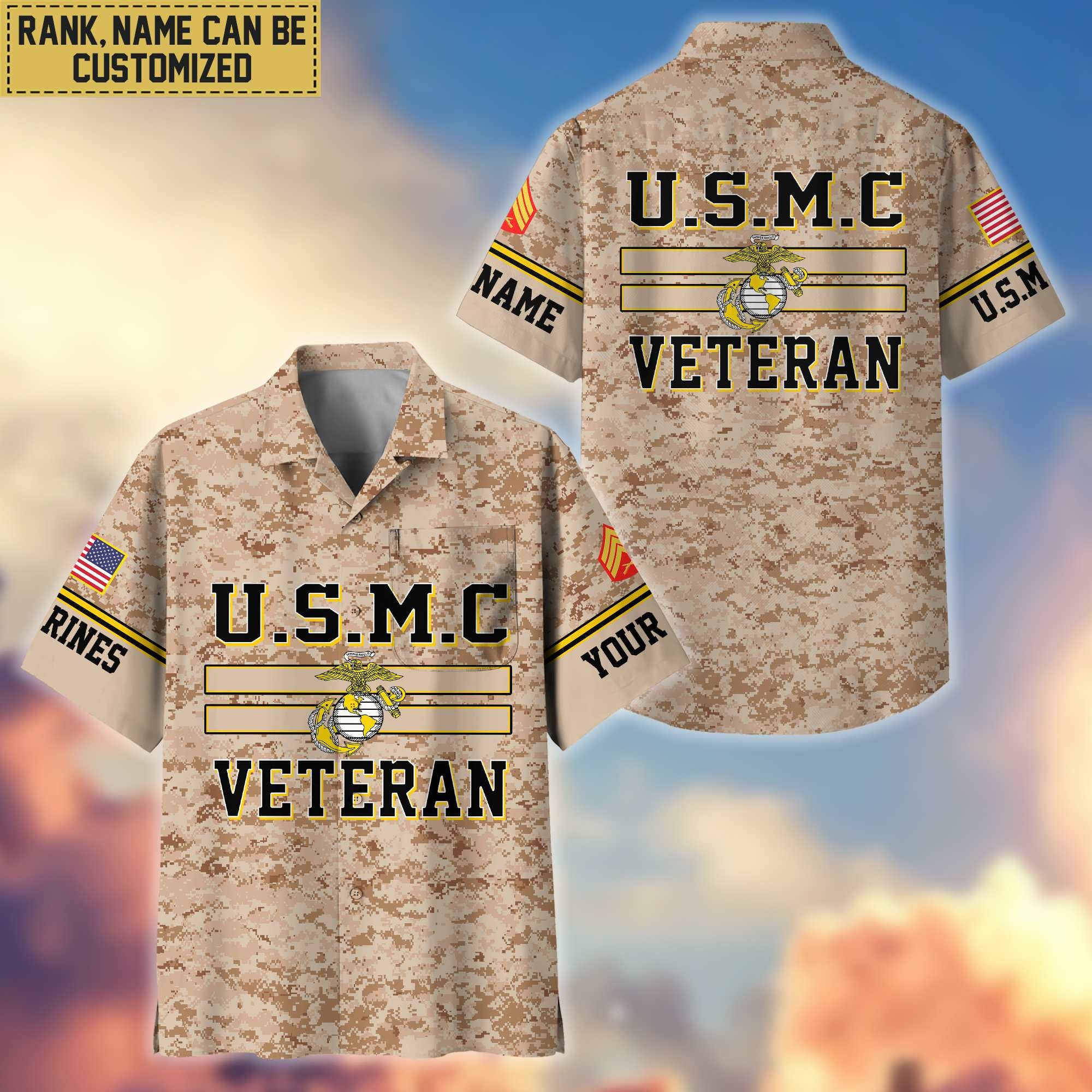 USMC Hawaiian Shirt With Pocket, Gifts For Dad, For Husband, Gifts For Marine Veteran VPVC403603