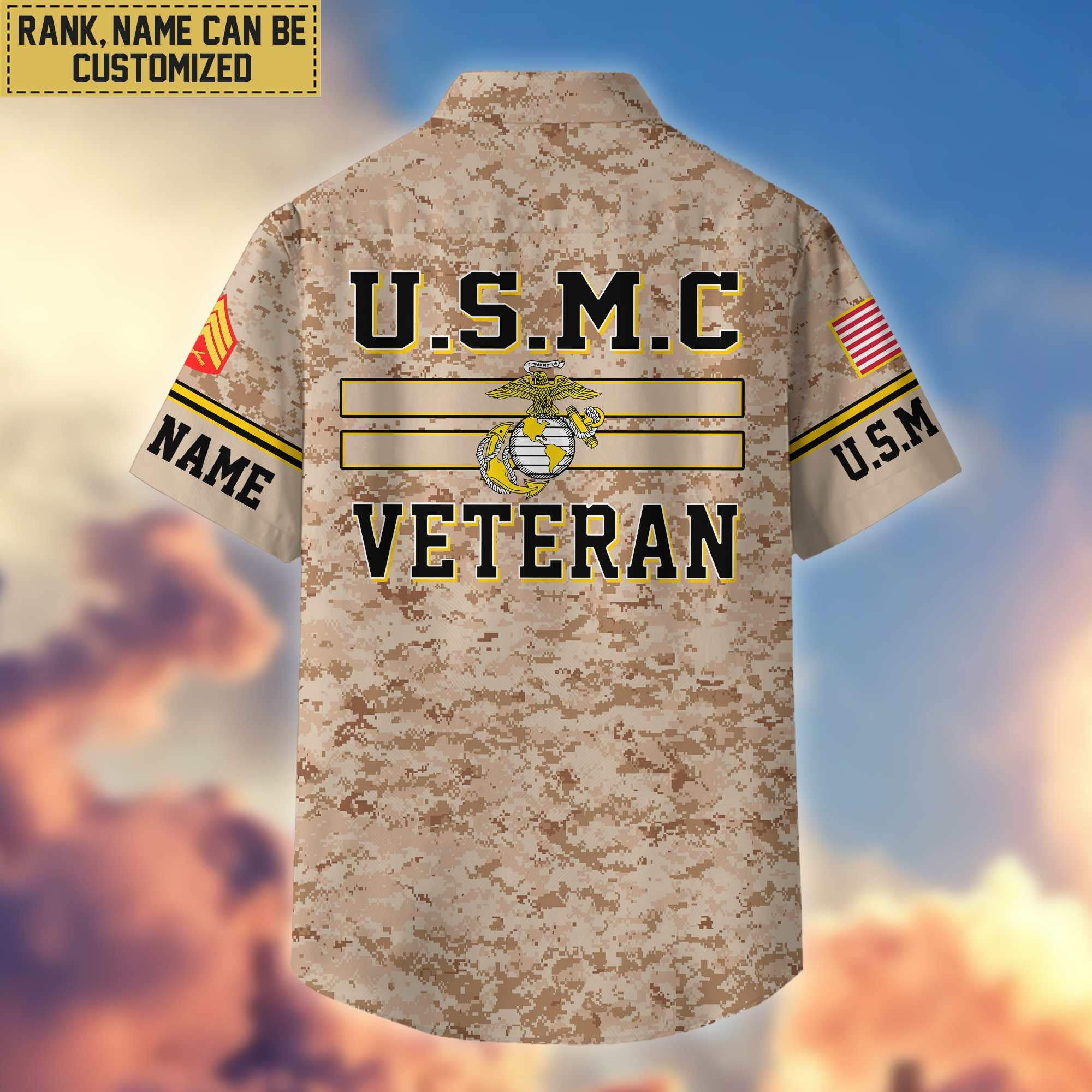 USMC Hawaiian Shirt With Pocket, Gifts For Dad, For Husband, Gifts For Marine Veteran VPVC403603