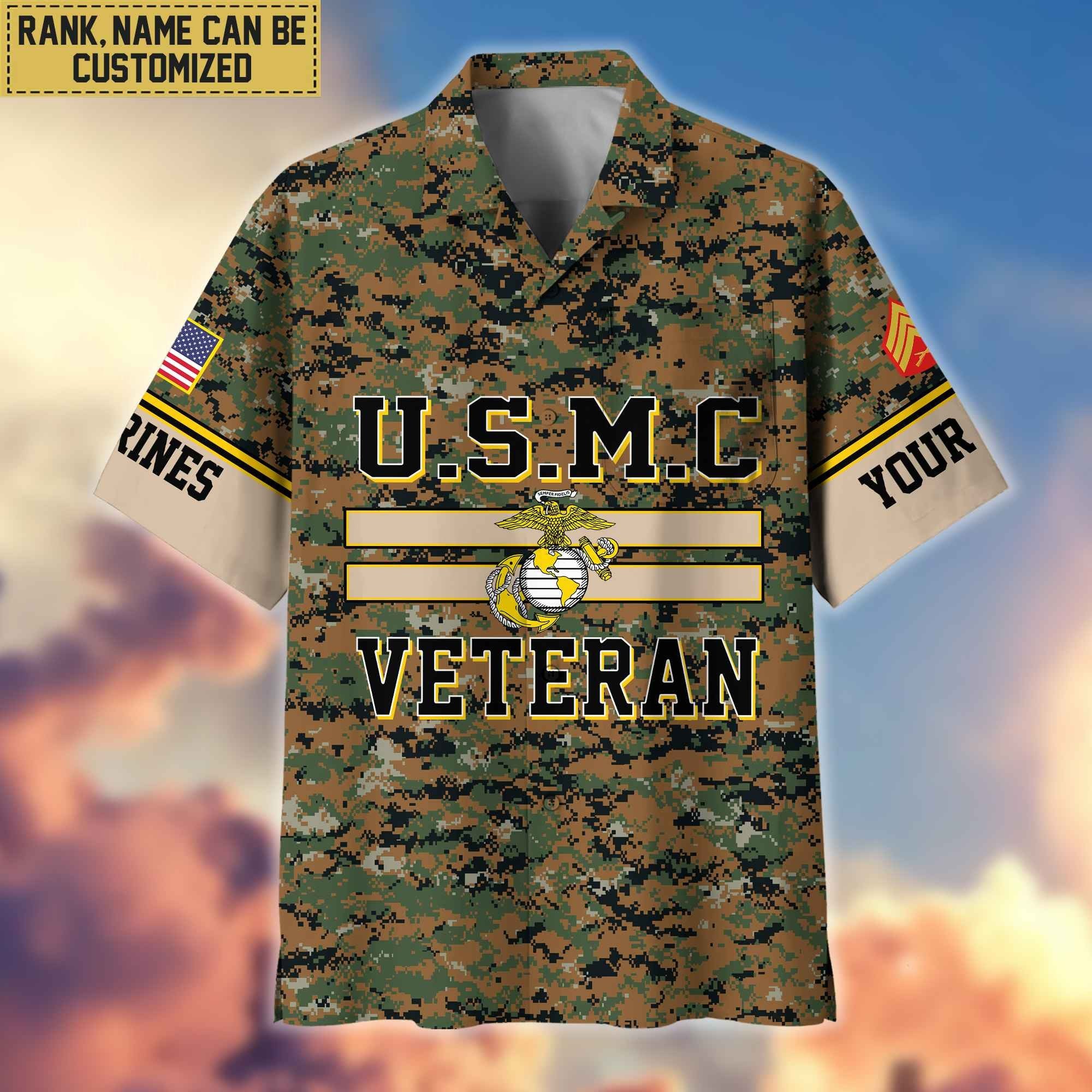 USMC Hawaiian Shirt With Pocket, Gifts For Dad, For Husband, Gifts For Marine Veteran VPVC403603