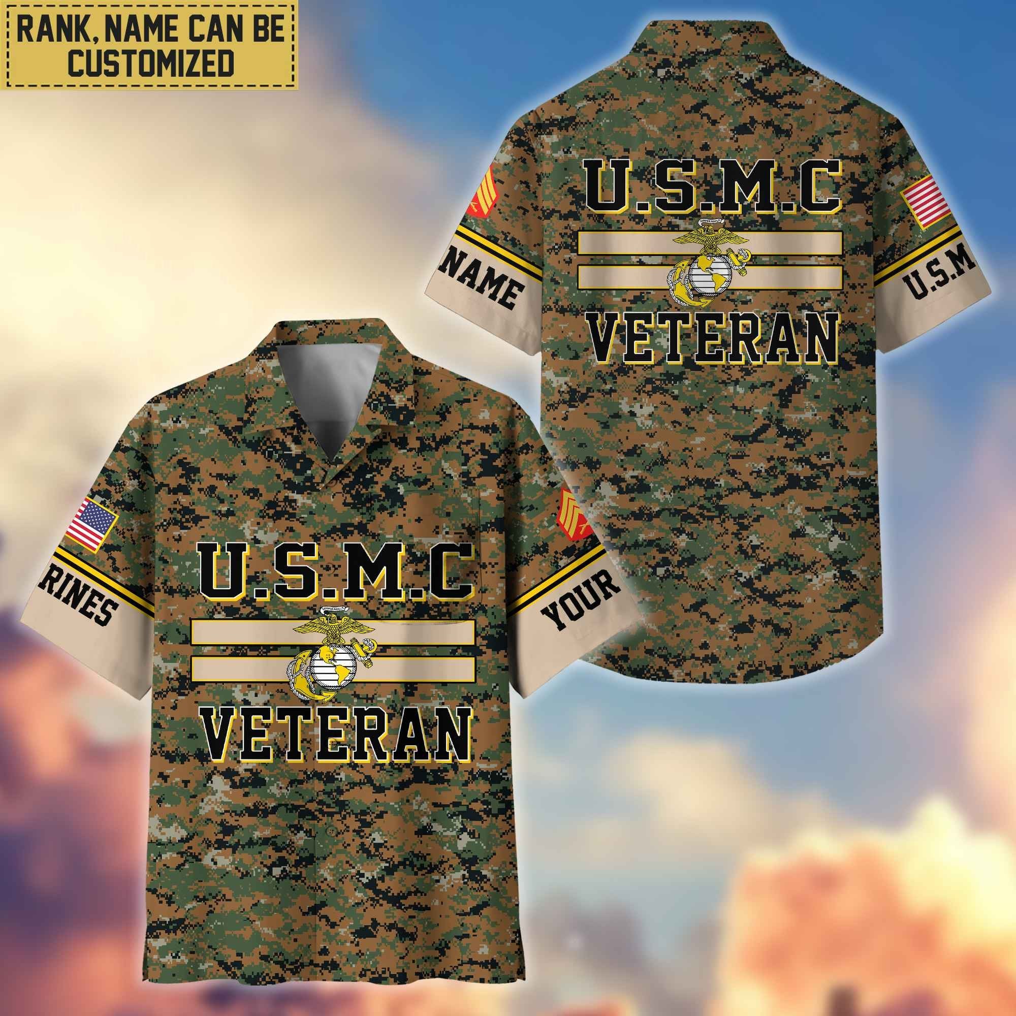 USMC Hawaiian Shirt With Pocket, Gifts For Dad, For Husband, Gifts For Marine Veteran VPVC403603