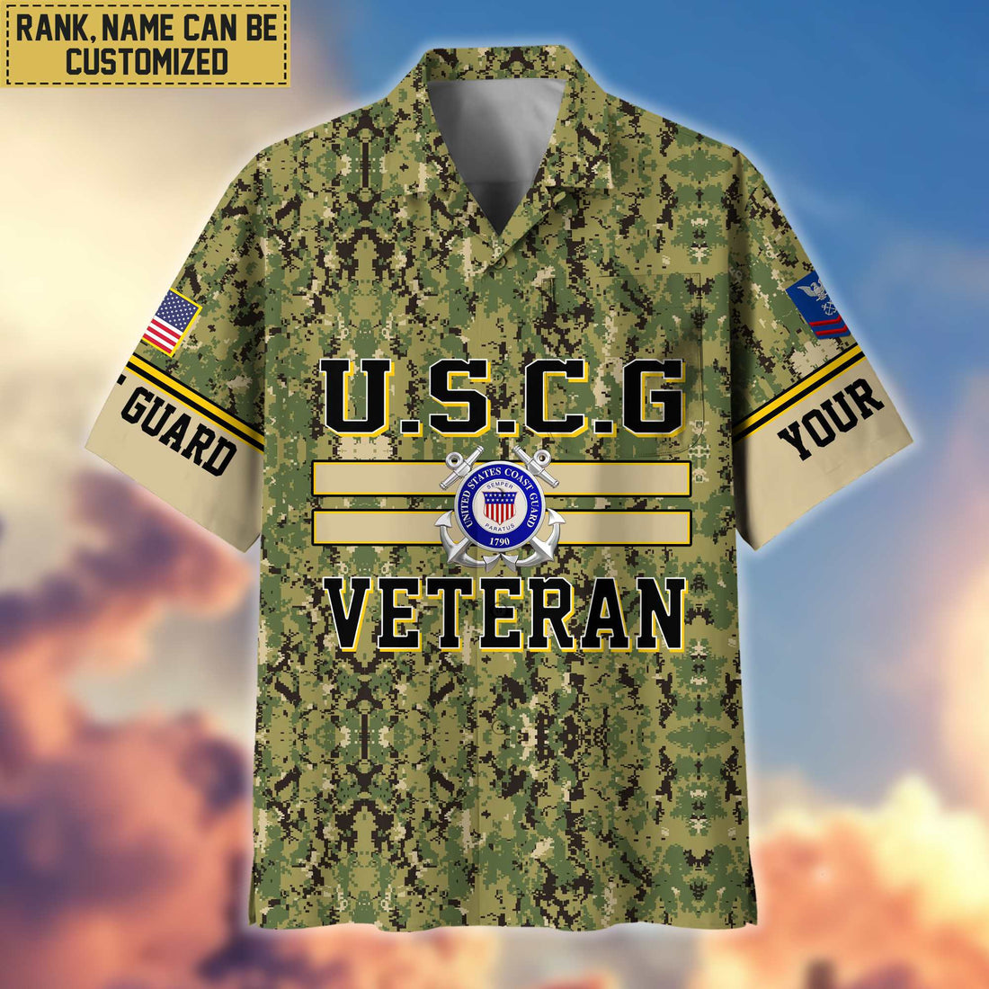 USCG Hawaiian Shirt With Pocket, Gifts For Dad, For Husband, Gifts For Coast Guard Veteran VPVC403605