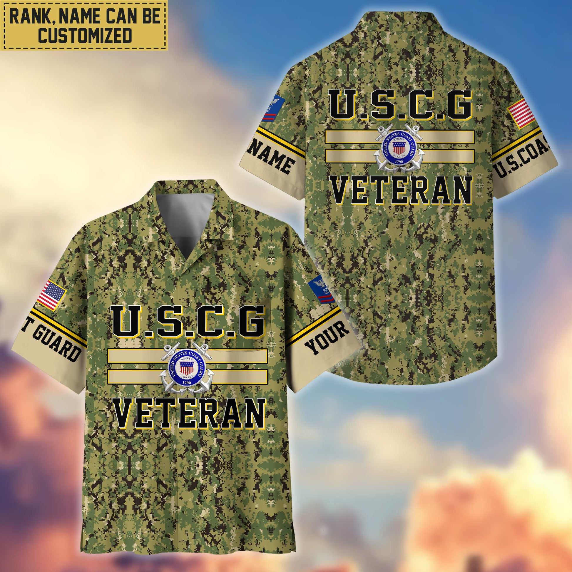 USCG Hawaiian Shirt With Pocket, Gifts For Dad, For Husband, Gifts For Coast Guard Veteran VPVC403605