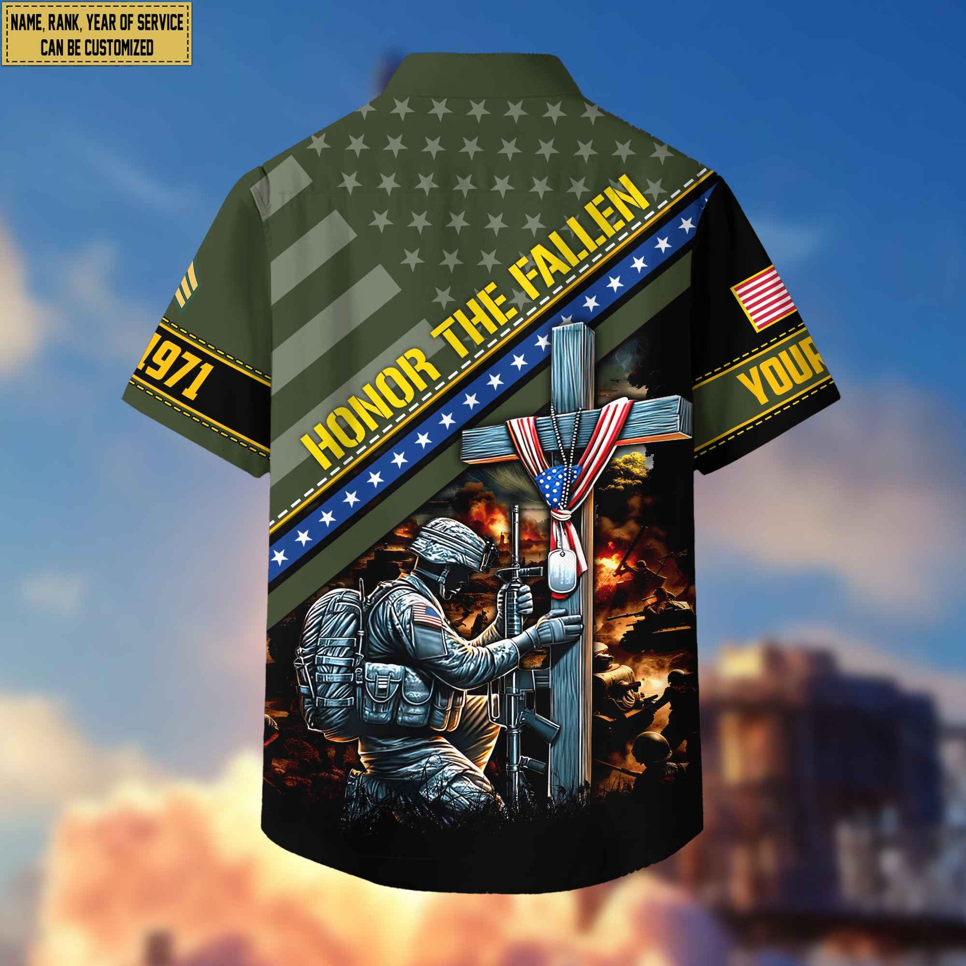 US Army Hawaiian Shirt With Pocket, Custom Rank, Name, Year Gifts For Army Veteran, Gifts For Veterans Day, Father's Day VPVC402801