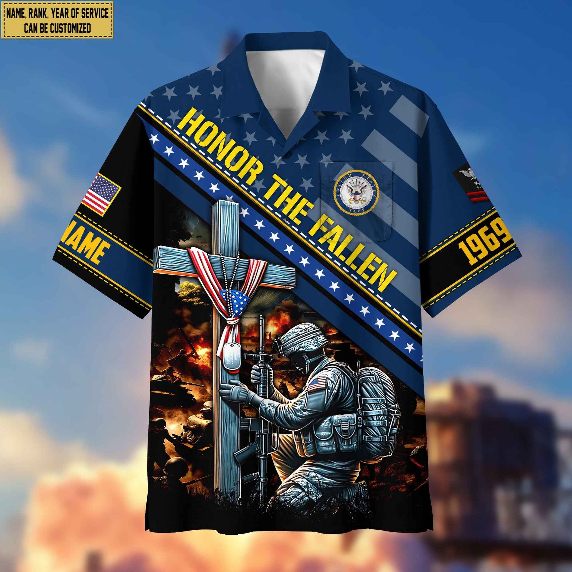 US Navy Hawaiian Shirt With Pocket, Custom Rank, Name, Year Gifts For Navy Veteran, Gifts For Veterans Day, Father's Day VPVC402802