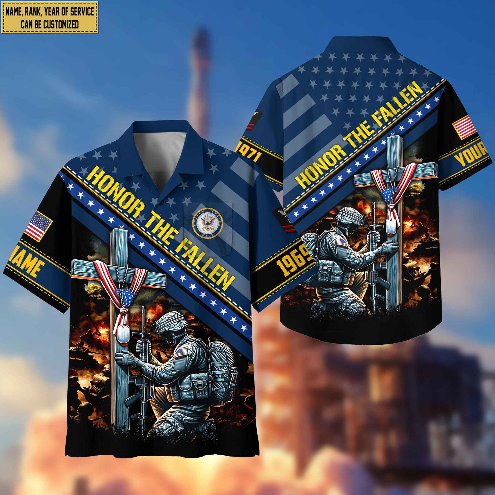 US Navy Hawaiian Shirt With Pocket, Custom Rank, Name, Year Gifts For Navy Veteran, Gifts For Veterans Day, Father's Day VPVC402802