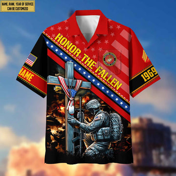 USMC Hawaiian Shirt With Pocket, Custom Rank, Name, Year Gifts For Marine Veteran, Gifts For Veterans Day, Father's Day VPVC402803