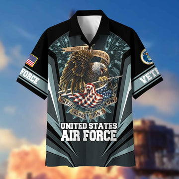 USAF Hawaiian Shirt With Pocket Gifts For US Air Force Veteran, Gifts For Veterans Day, Father's Day VPVC403004