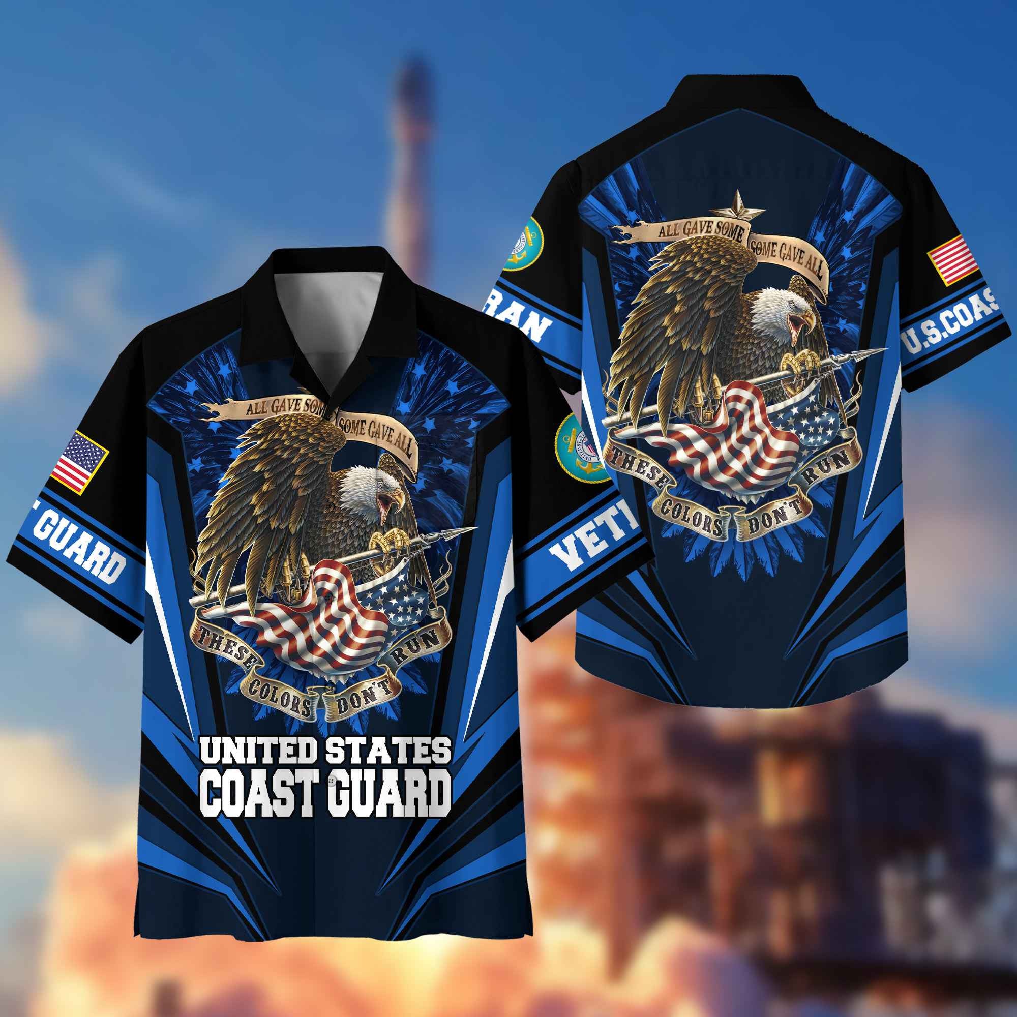 USCG Hawaiian Shirt With Pocket Gifts For US Coast Guard Veteran, Gifts For Veterans Day, Father's Day VPVC403005