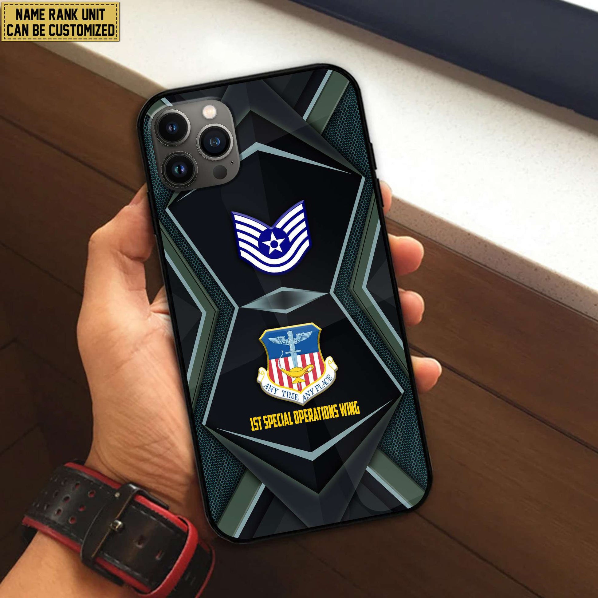 USAF Phone Case, Custom Name, Rank, Gifts For Dad, For Husband, Gifts For Air Force Veteran VPVC500304