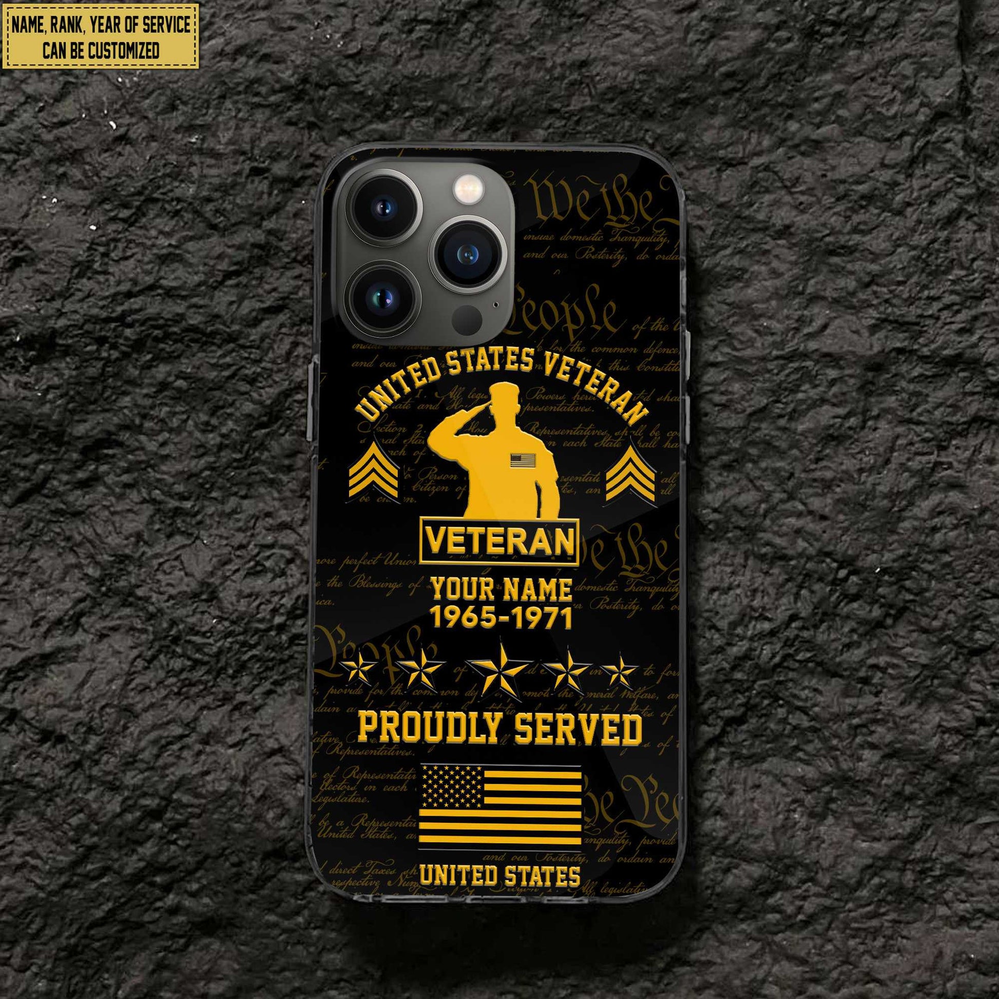 US Veteran Phone Case, Custom Name, Rank, Gifts For Dad, For Husband, Gifts For US Veteran VPVC500407