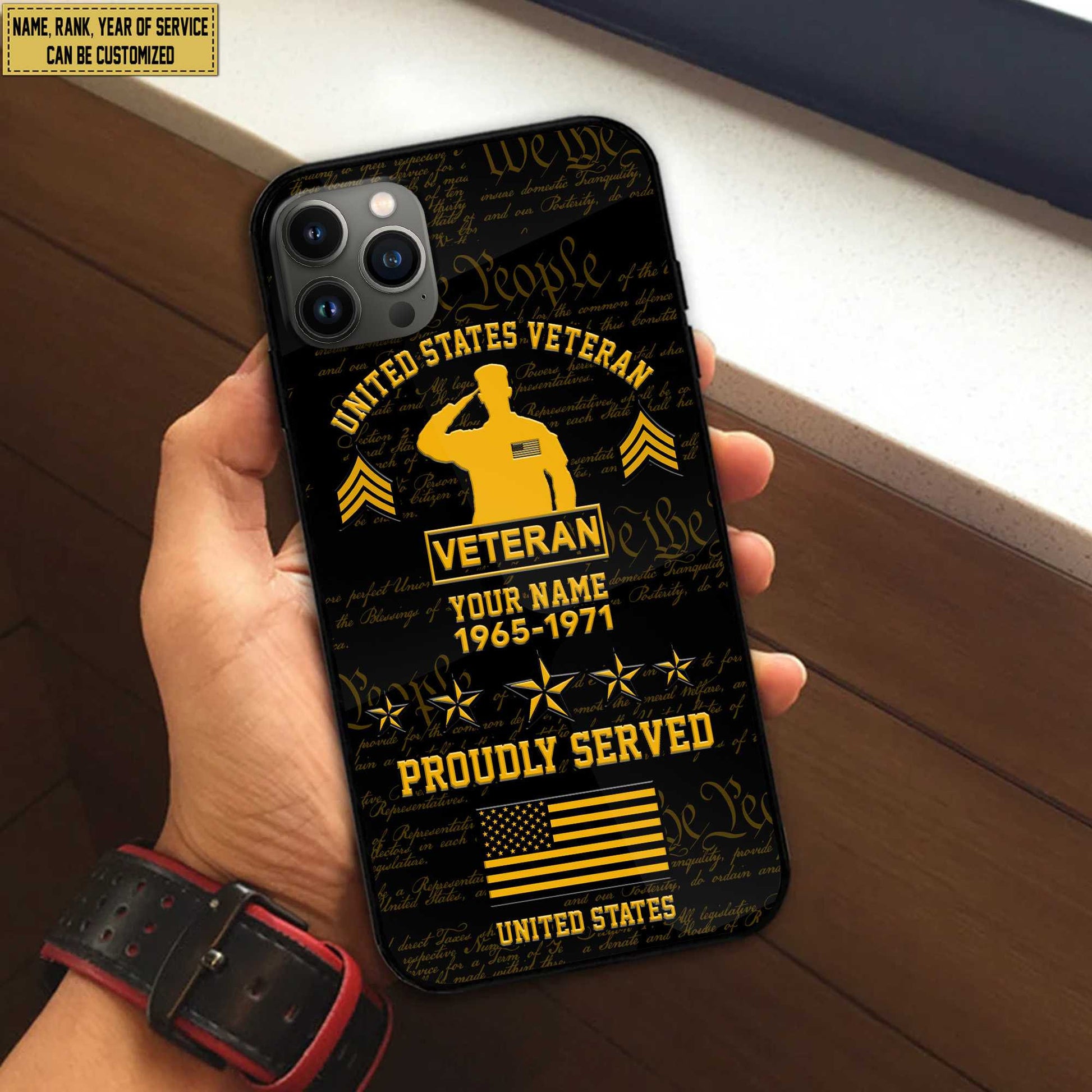 US Veteran Phone Case, Custom Name, Rank, Gifts For Dad, For Husband, Gifts For US Veteran VPVC500407