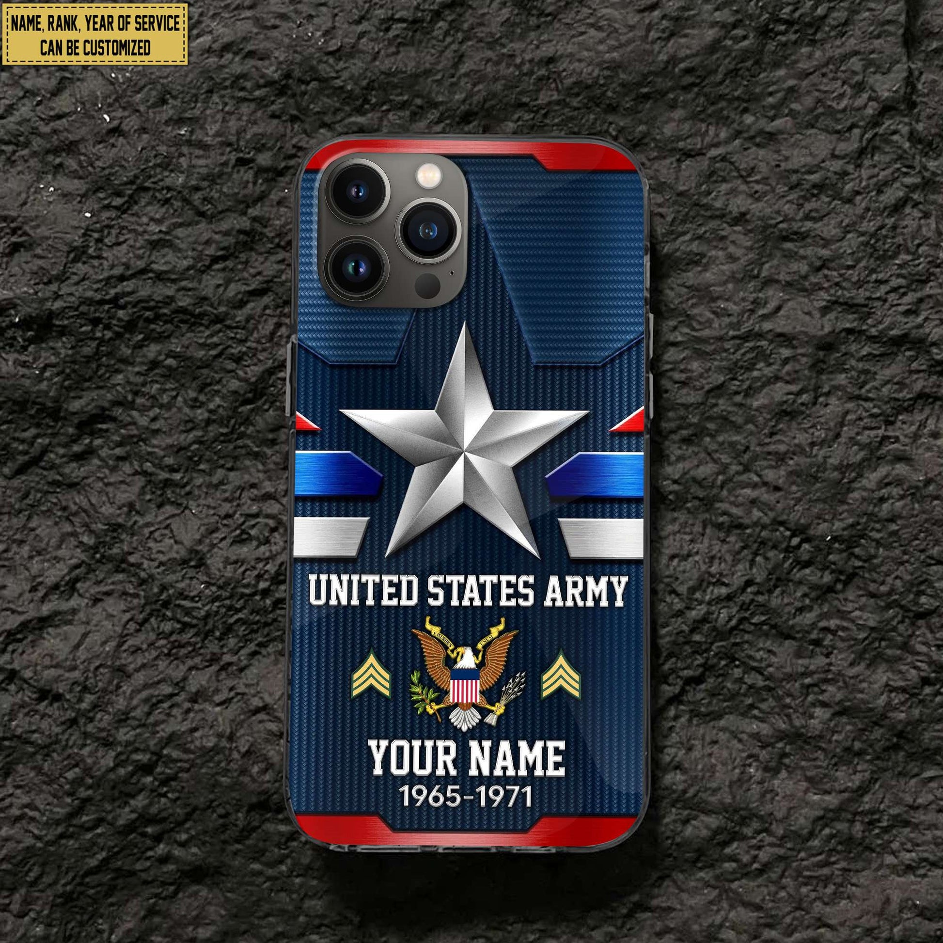 US Army Phone Case, Custom Name, Rank Gifts For Army Veteran, Gifts For Veterans Day, Father's Day VPVC501301