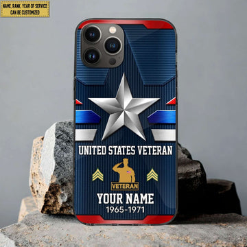 US Veteran Phone Case, Custom Name, Rank Gifts For US Veteran, Gifts For Veterans Day, Father's Day VPVC501307