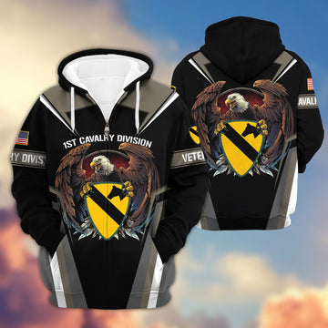 Premium 1st Cavalry Division Zip Hoodie Gifts For US Veteran VPVC602401