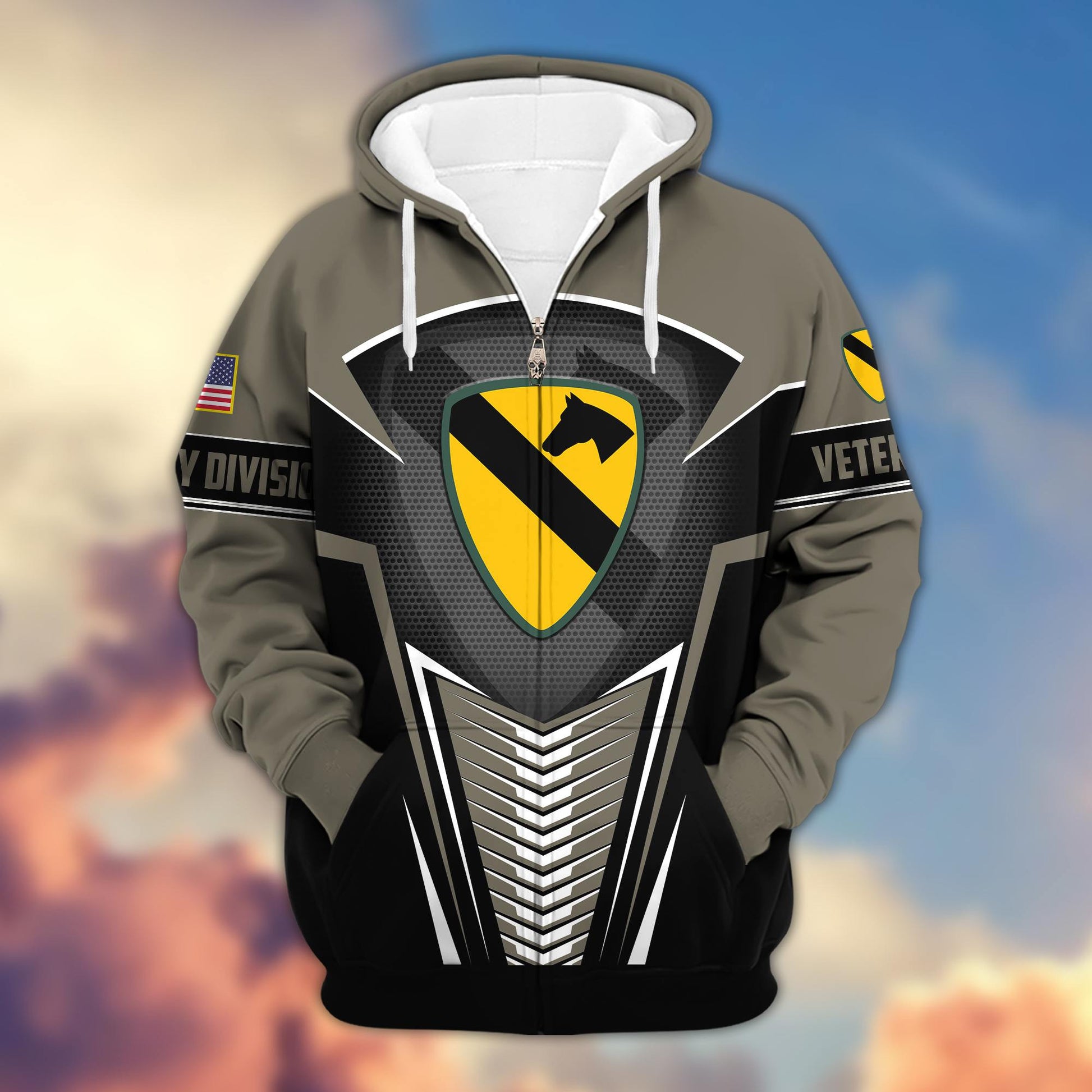 Premium 1st Cavalry Division Veteran Zip Hoodie VPVC602701