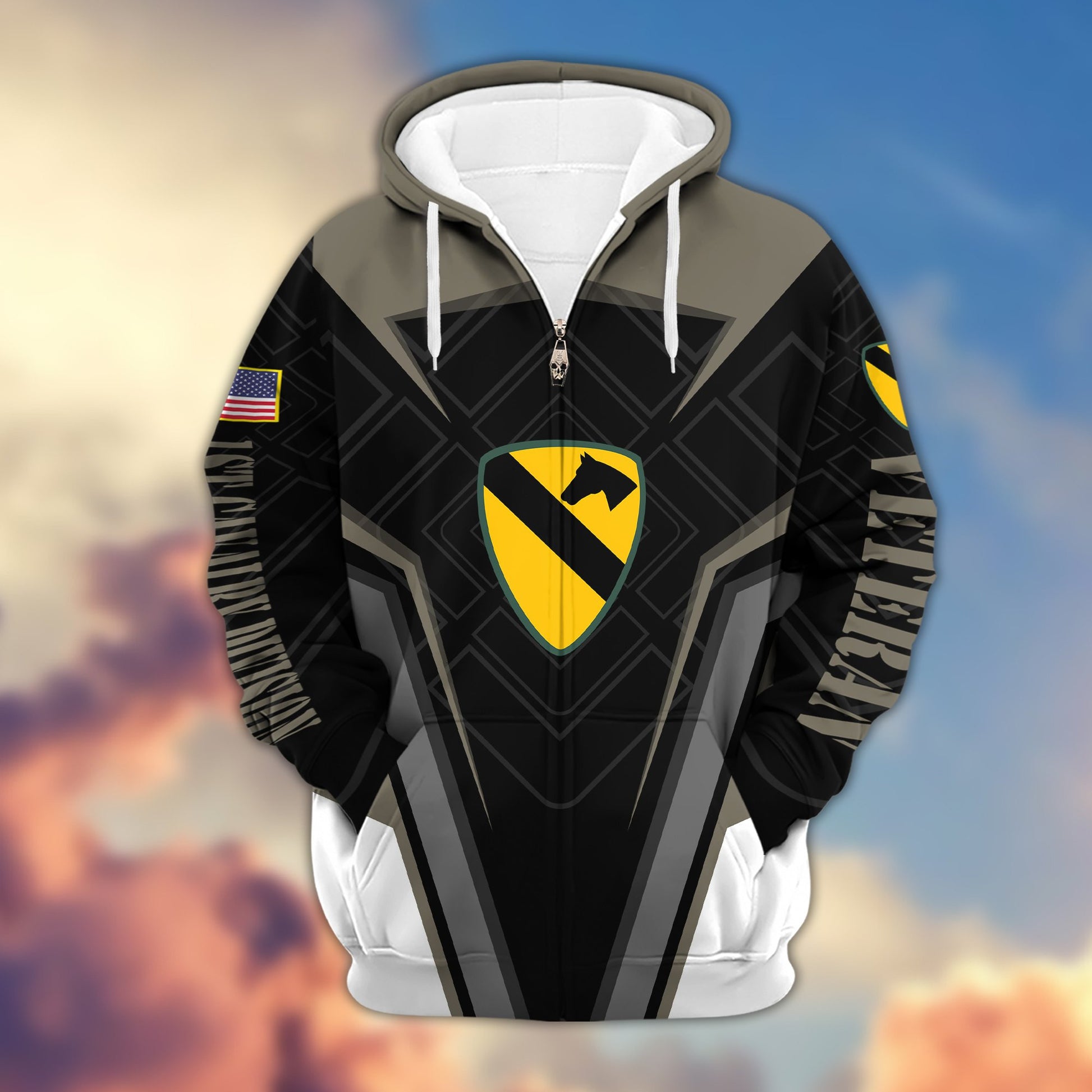 Premium 1st Cavalry Division Zip Hoodie, Gifts For Veterans Day, Father's Day VPVC603001