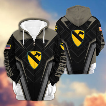 Premium 1st Cavalry Division Zip Hoodie, Gifts For Veterans Day, Father's Day VPVC603001