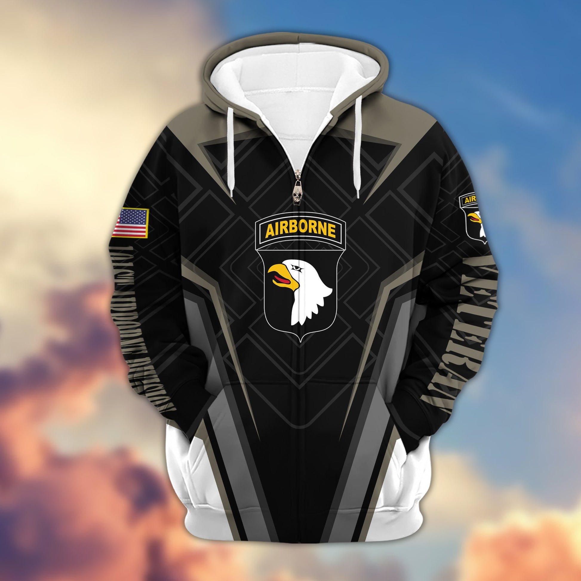 Premium 101st Airborne Division Zip Hoodie, Gifts For Veterans Day, Father's Day VPVC603003