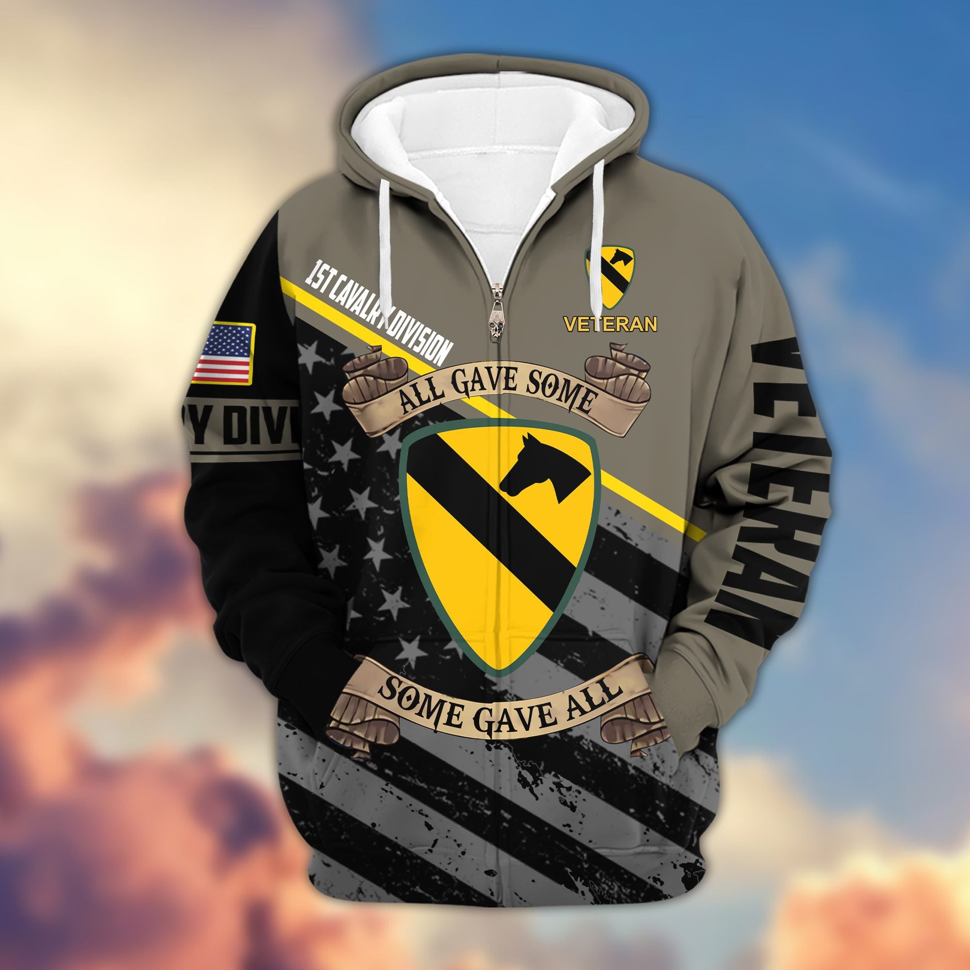 Premium 1st Cavalry Division Veteran Zip Hoodie VPVC603101