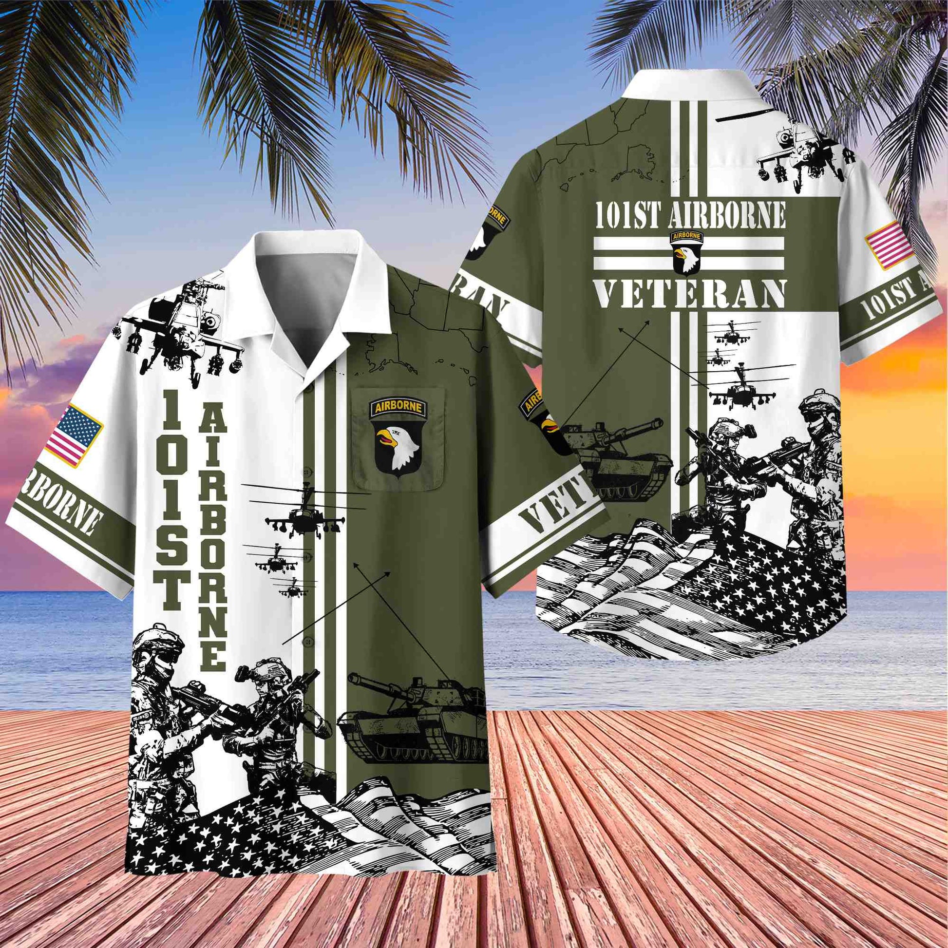 Premium 101st Airborne Division Veteran Hawaiian Shirt With Pocket, Gifts for US Veteran, Gifts For Dad, For Husband VPVC403403