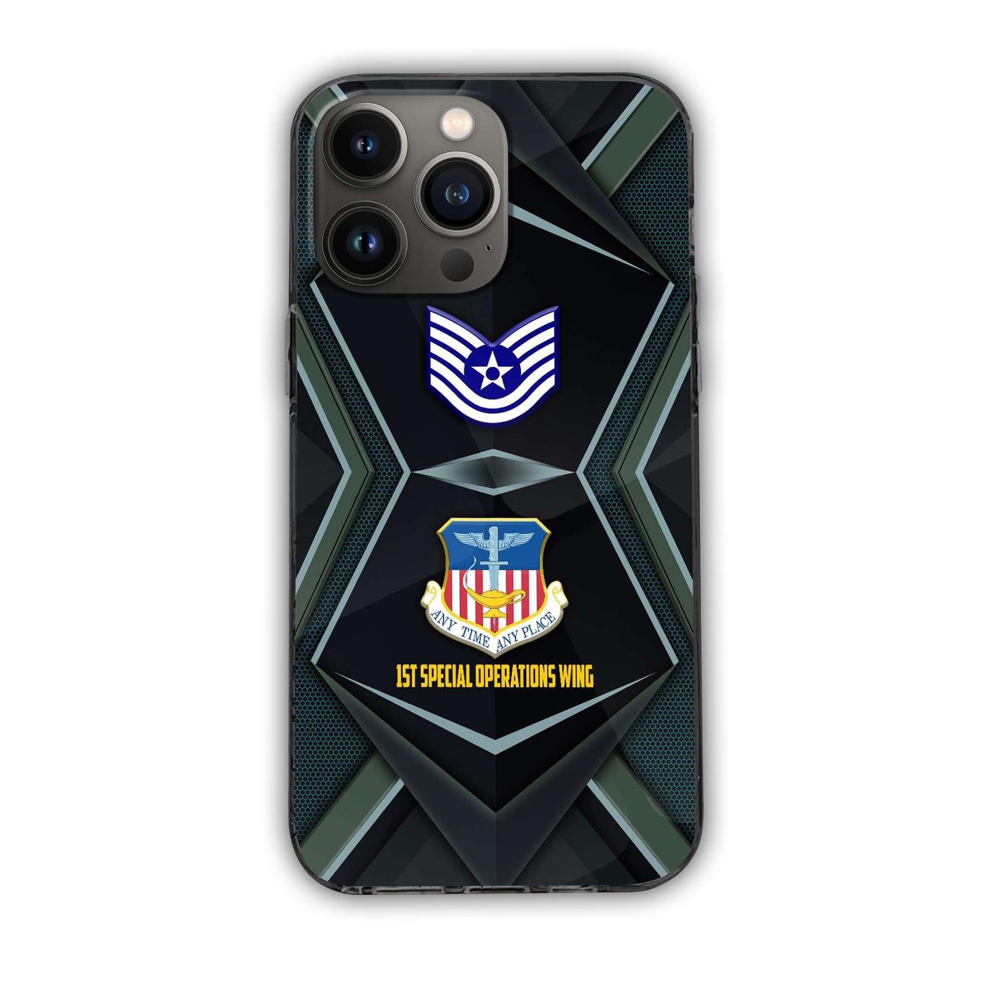 USAF Phone Case, Custom Name, Rank, Gifts For Dad, For Husband, Gifts For Air Force Veteran VPVC500304