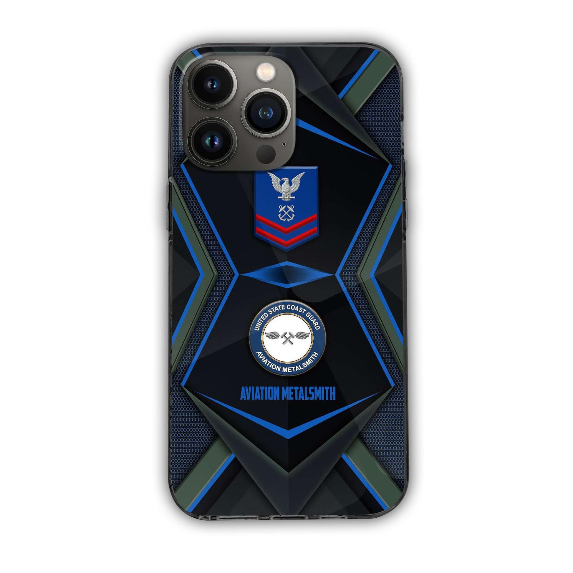 USCG Phone Case, Custom Name, Rank, Gifts For Dad, For Husband, Gifts For Coast Guard Veteran VPVC500305