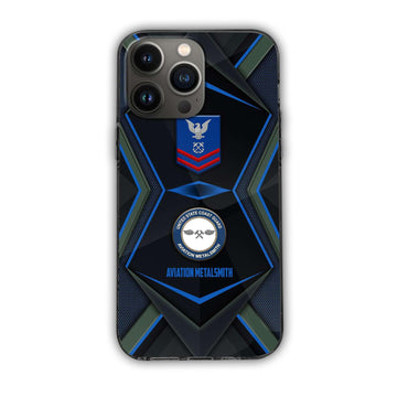 USCG Phone Case, Custom Name, Rank, Gifts For Dad, For Husband, Gifts For Coast Guard Veteran VPVC500305