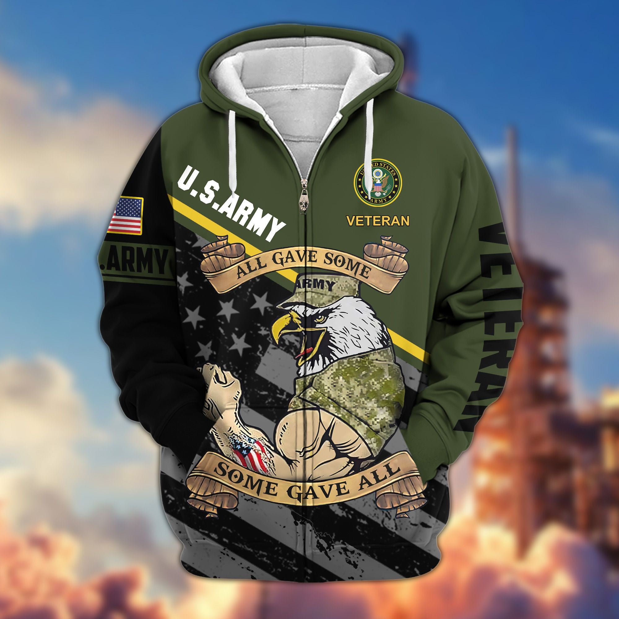 Premium All Gave Some Some Gave All US Veterans Zip Hoodie, Gifts For Veterans Day BPVC210801