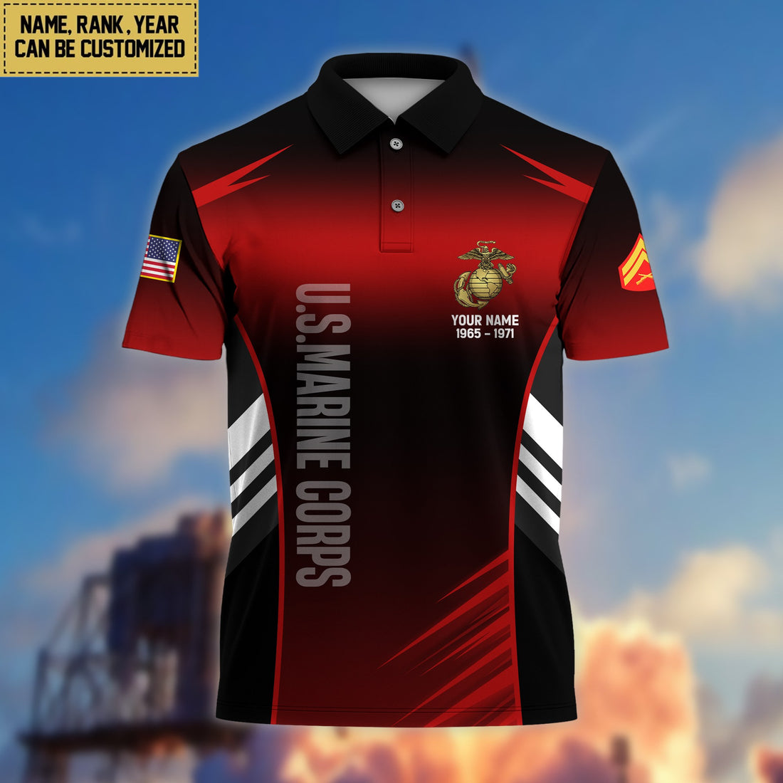 USMC Polo Shirt, Gift for Grandpa Dad Husband, Gift for Marine Veteran VPVC200903